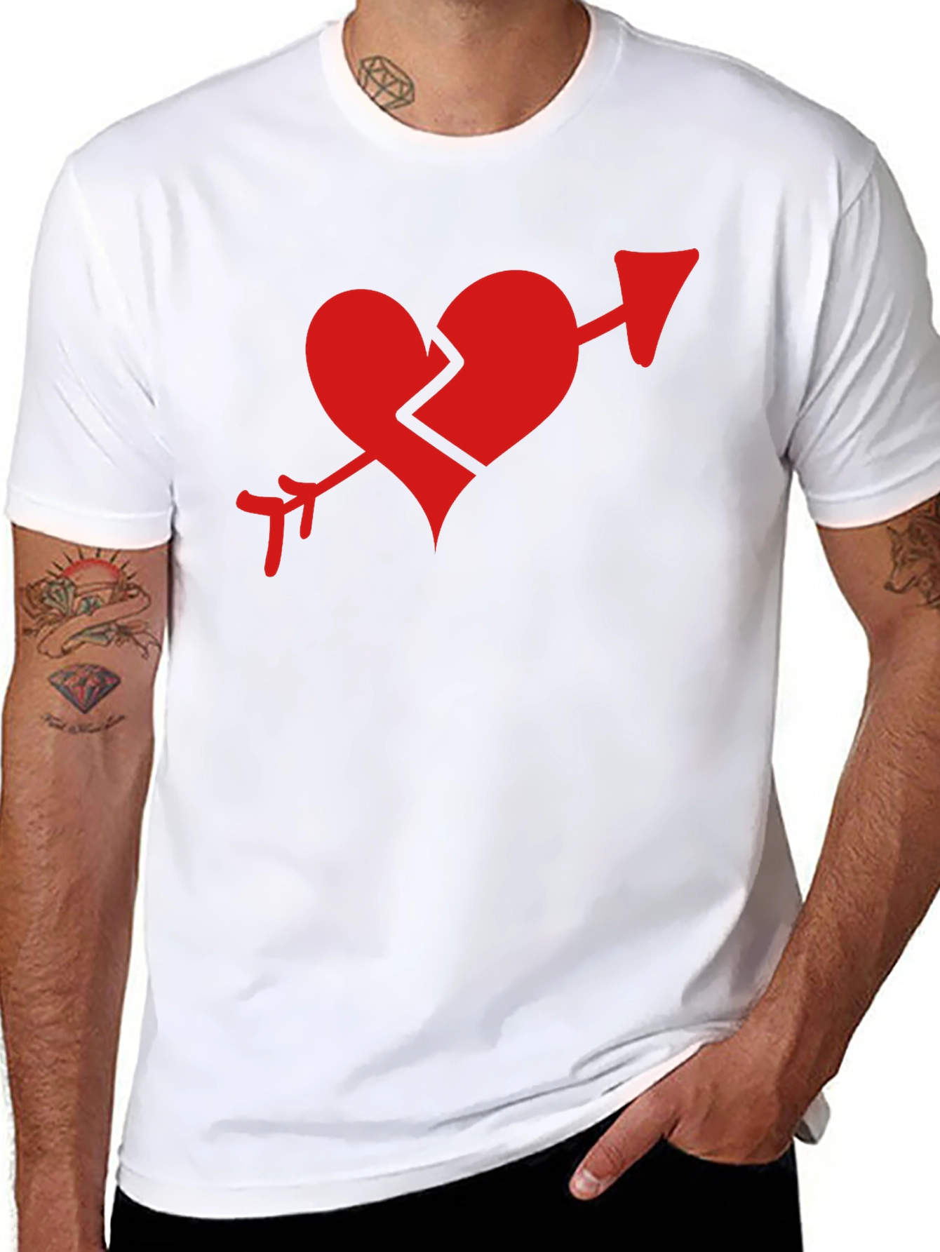 Black Broken Heart Arrow Graphic Tee - Mens T-Shirt view 8