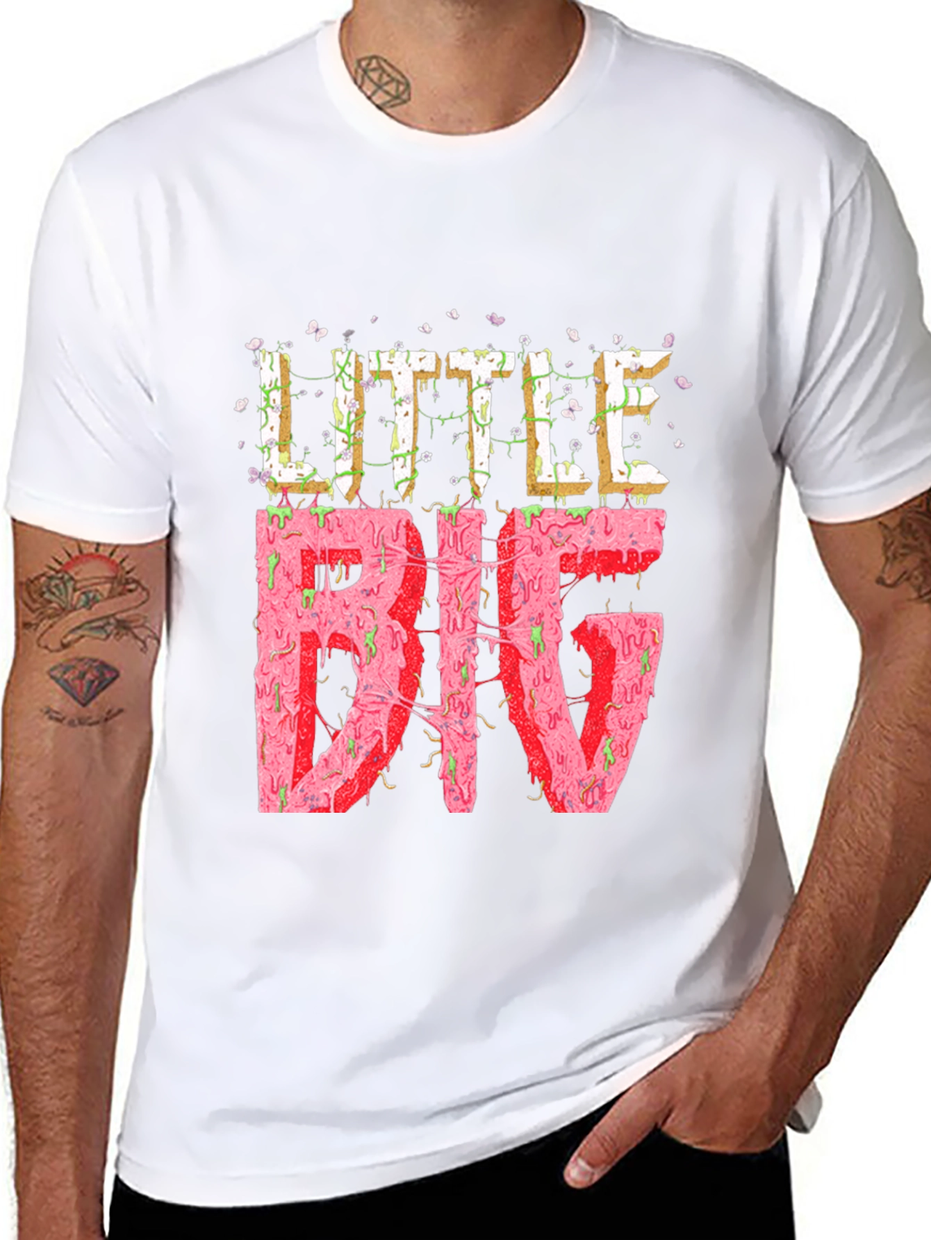Black Little Big Graphic Tee - Statement T-Shirt view 8