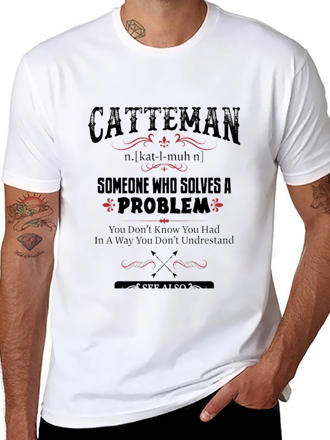 Black Catteman Definition T-Shirt: Problem Solver Tee view 8