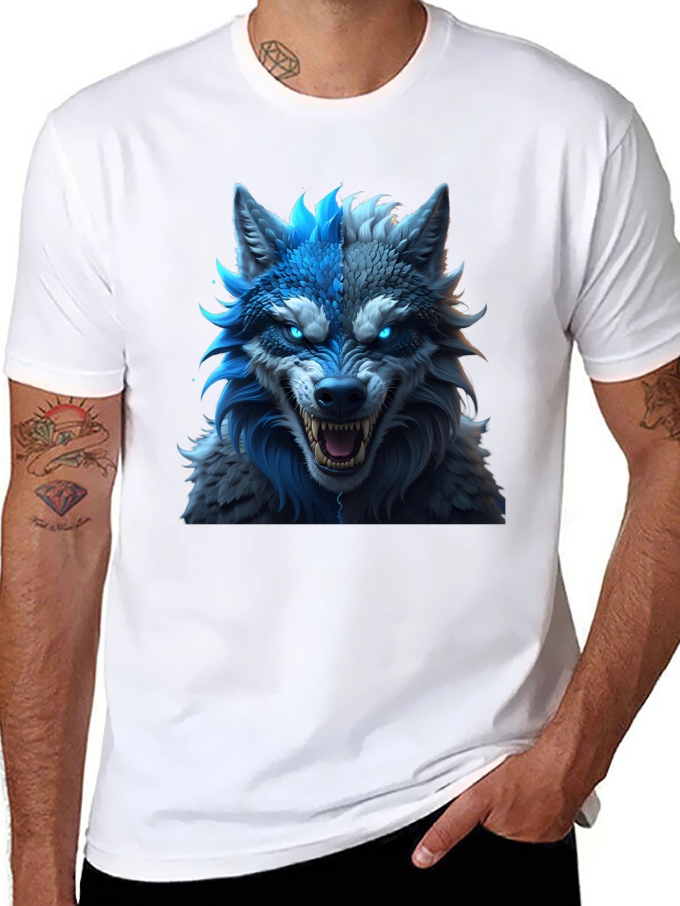 Black Fierce Wolf Graphic Tee - Blue Rage view 8
