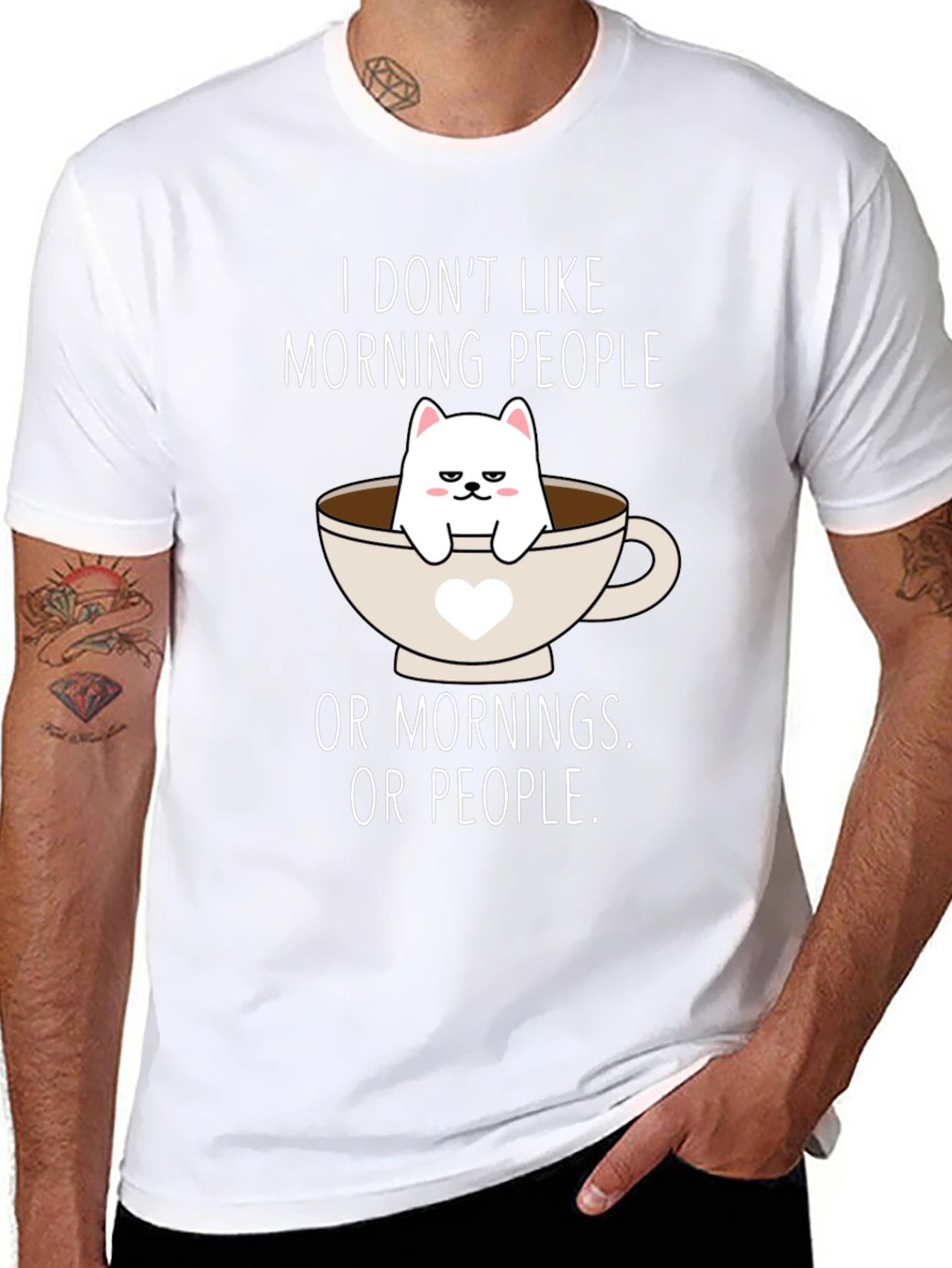 Black Grumpy Cat Coffee T-Shirt - I Don't Like Mornings view 8