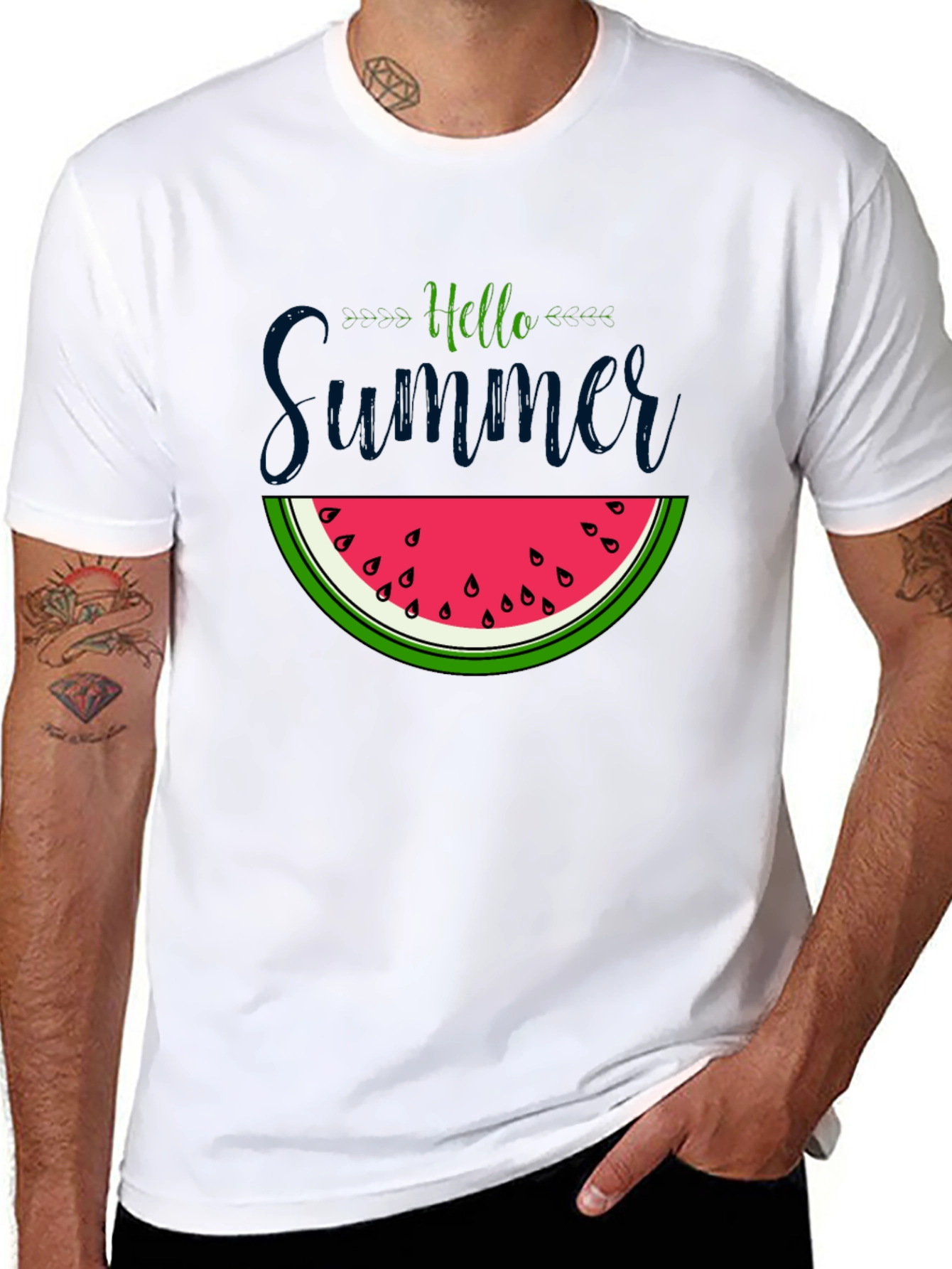 Black Hello Summer Watermelon Graphic Tee view 8