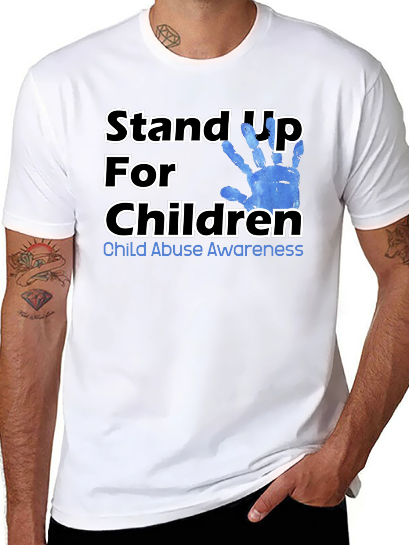 Black Stand Up For Children Awareness T-Shirt view 8