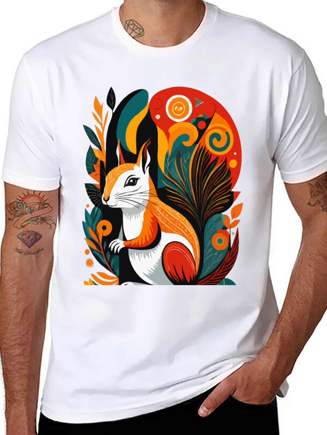 Black Squirrel Art Graphic Tee - Modern Style view 8