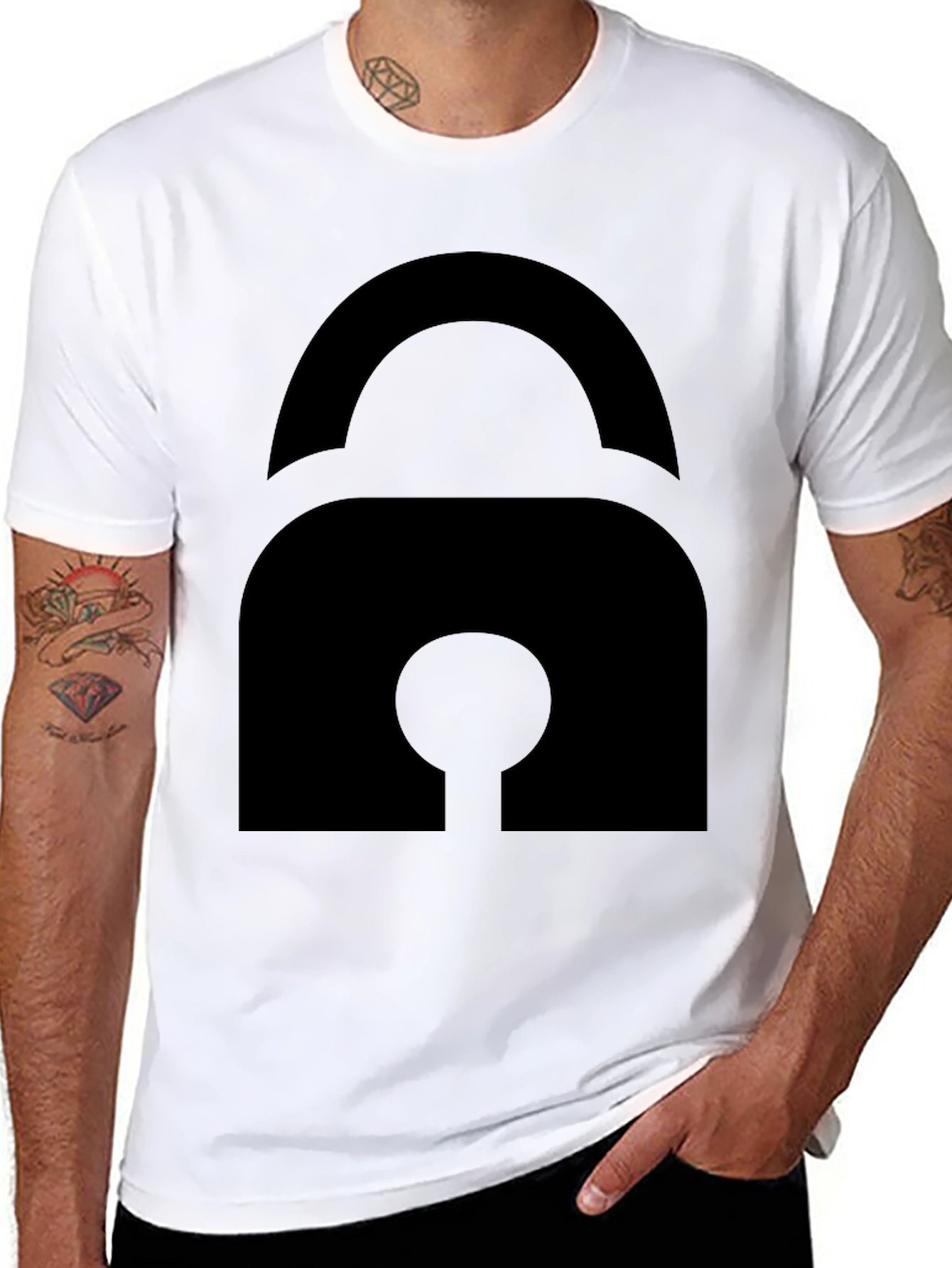 Black Lock Graphic Black T-Shirt view 8