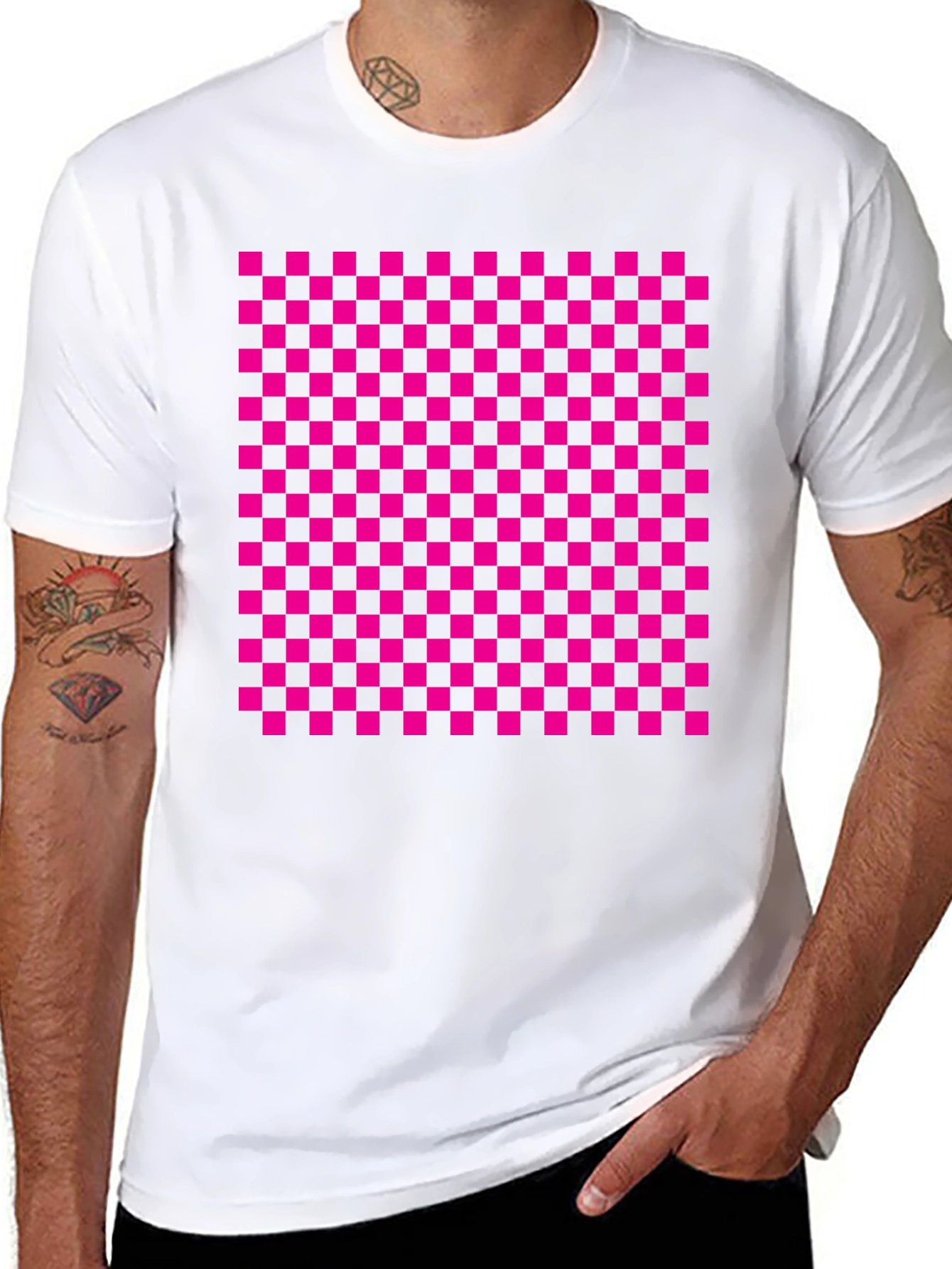 Black Checkerboard Graphic Tee - Retro Style view 8