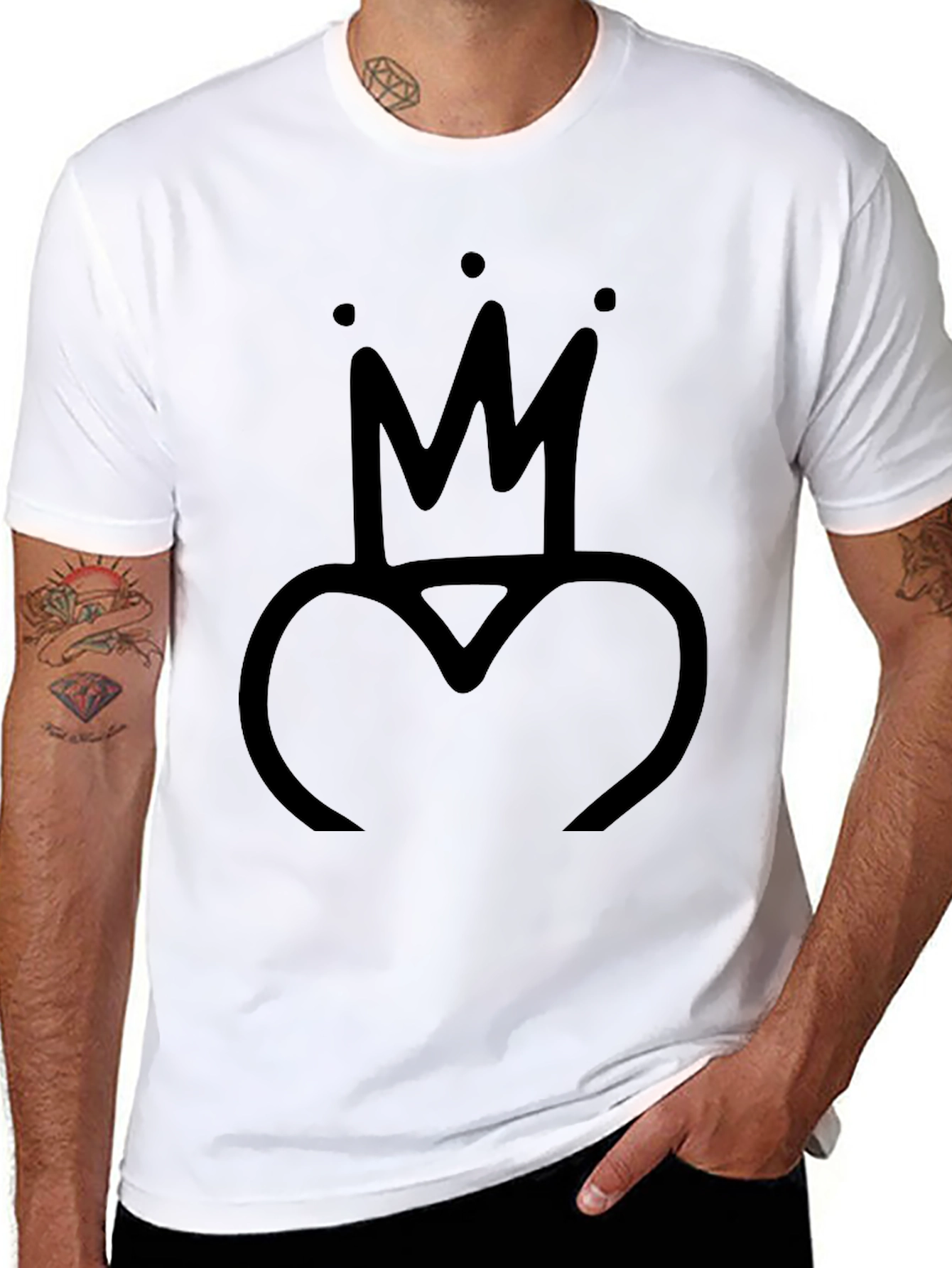 Black Crown Heart Graphic Tee - Black view 8