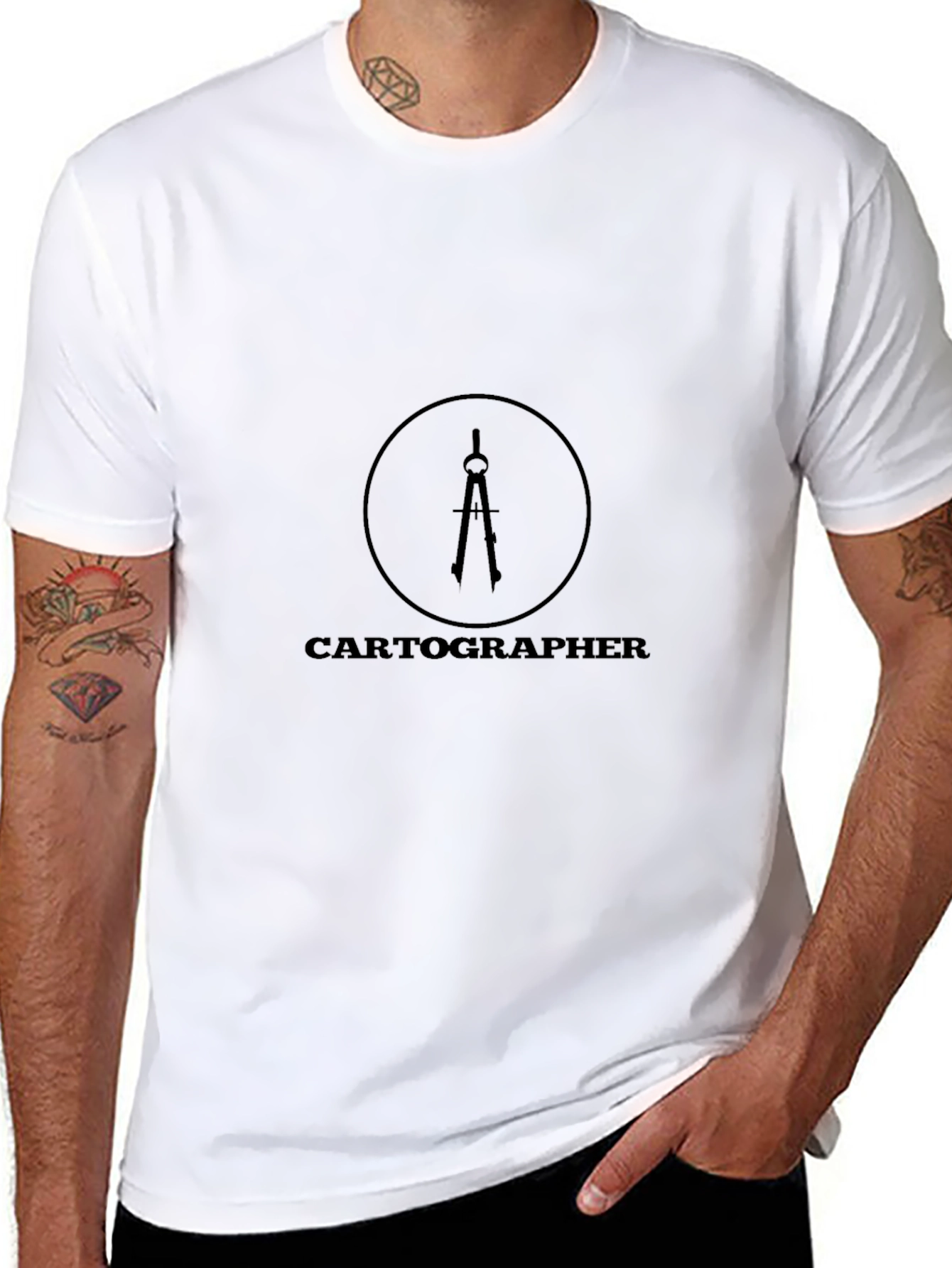Black Cartographer T-Shirt - Classic Design view 8