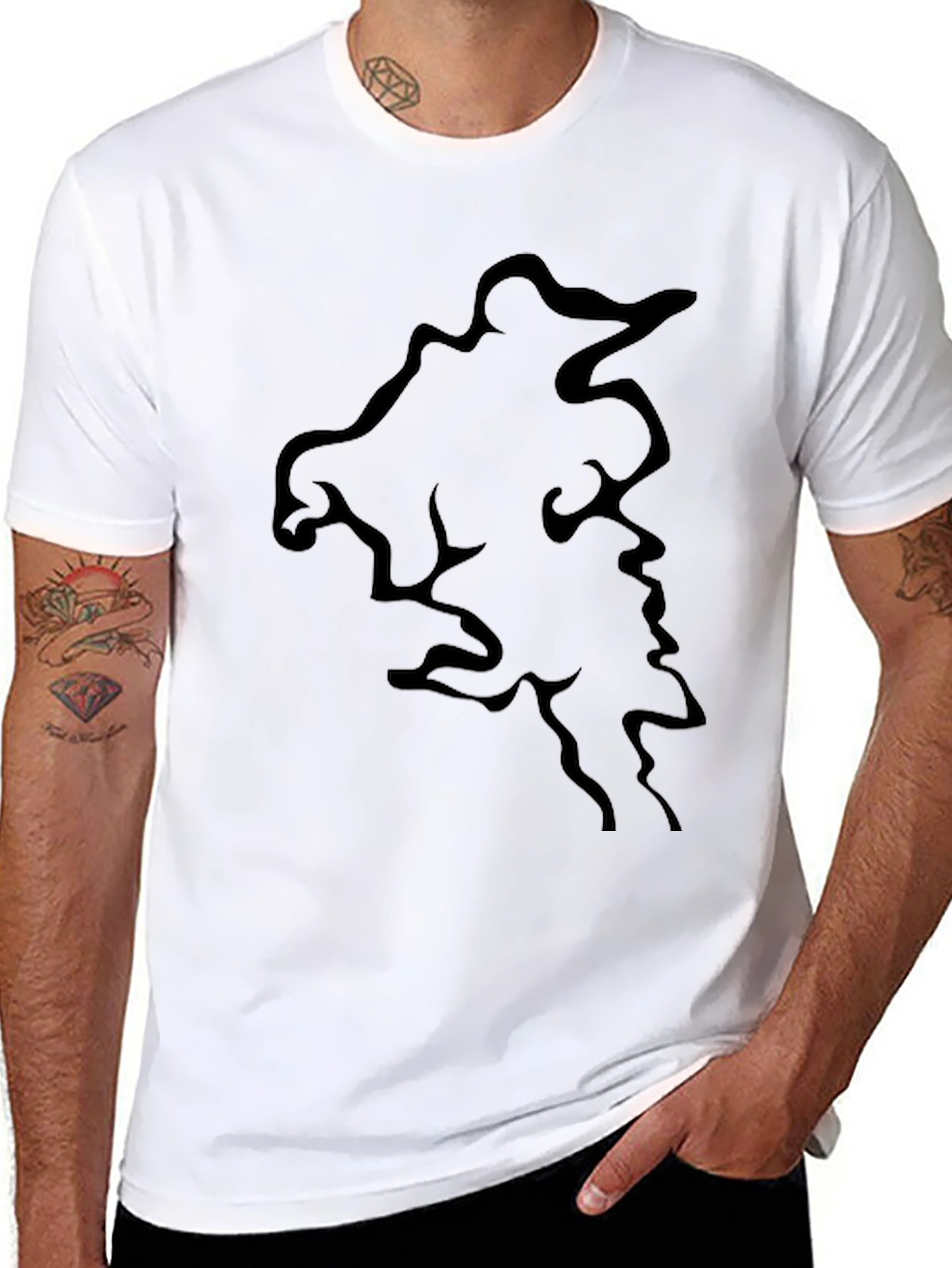 Black Men's Black Graphic Tee - Abstract Design view 8