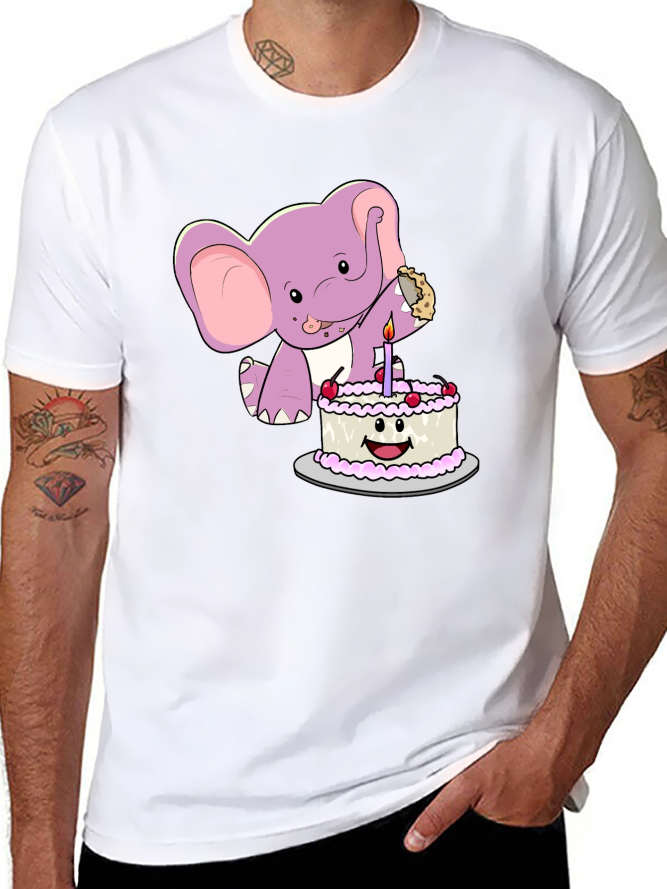 Black Elephant Birthday Cake T-Shirt view 8