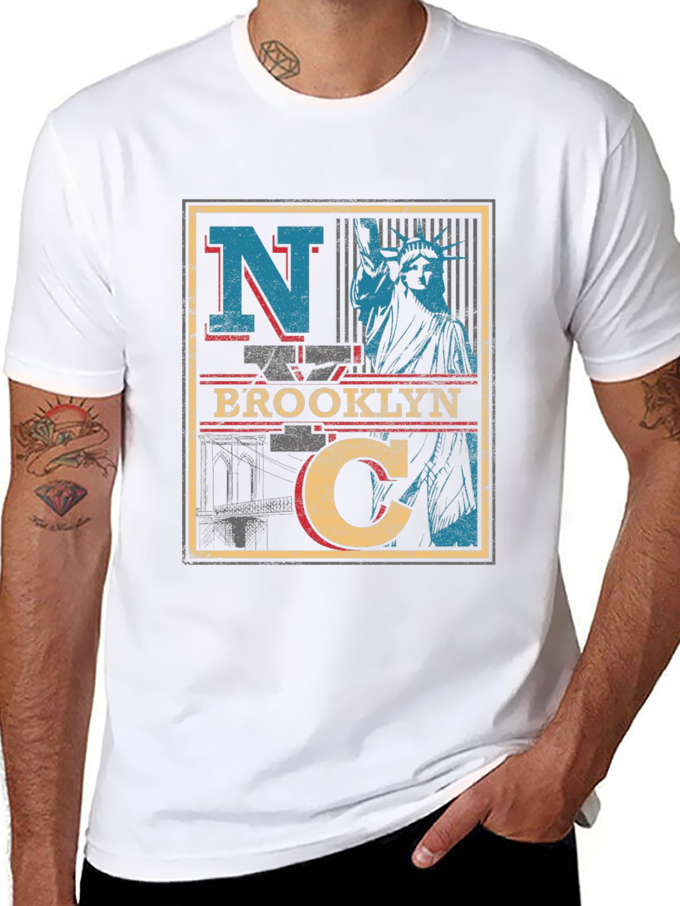 Black NYC Brooklyn Statue of Liberty Black T-Shirt view 8