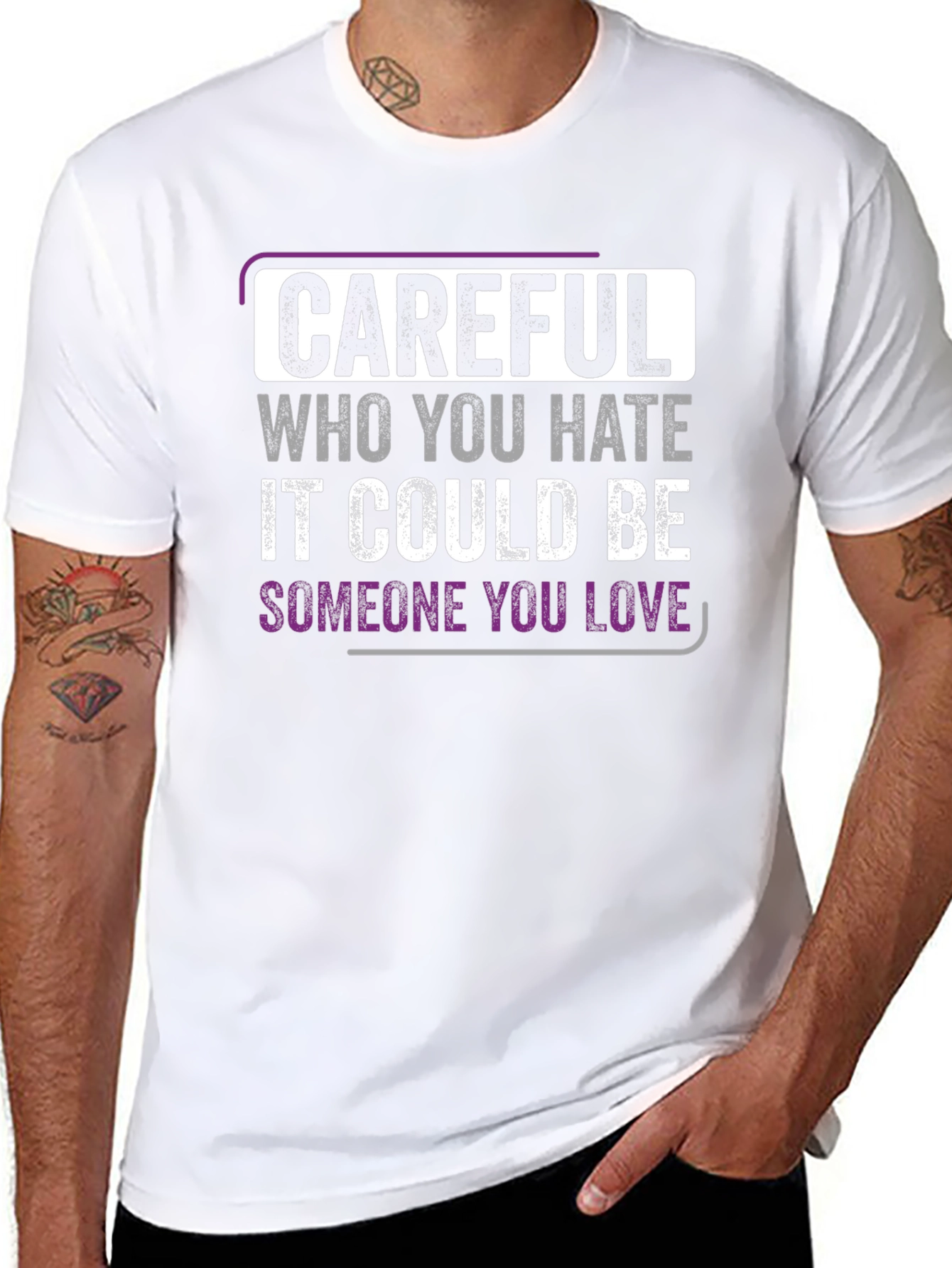 Black Careful Who You Hate Graphic Tee view 8