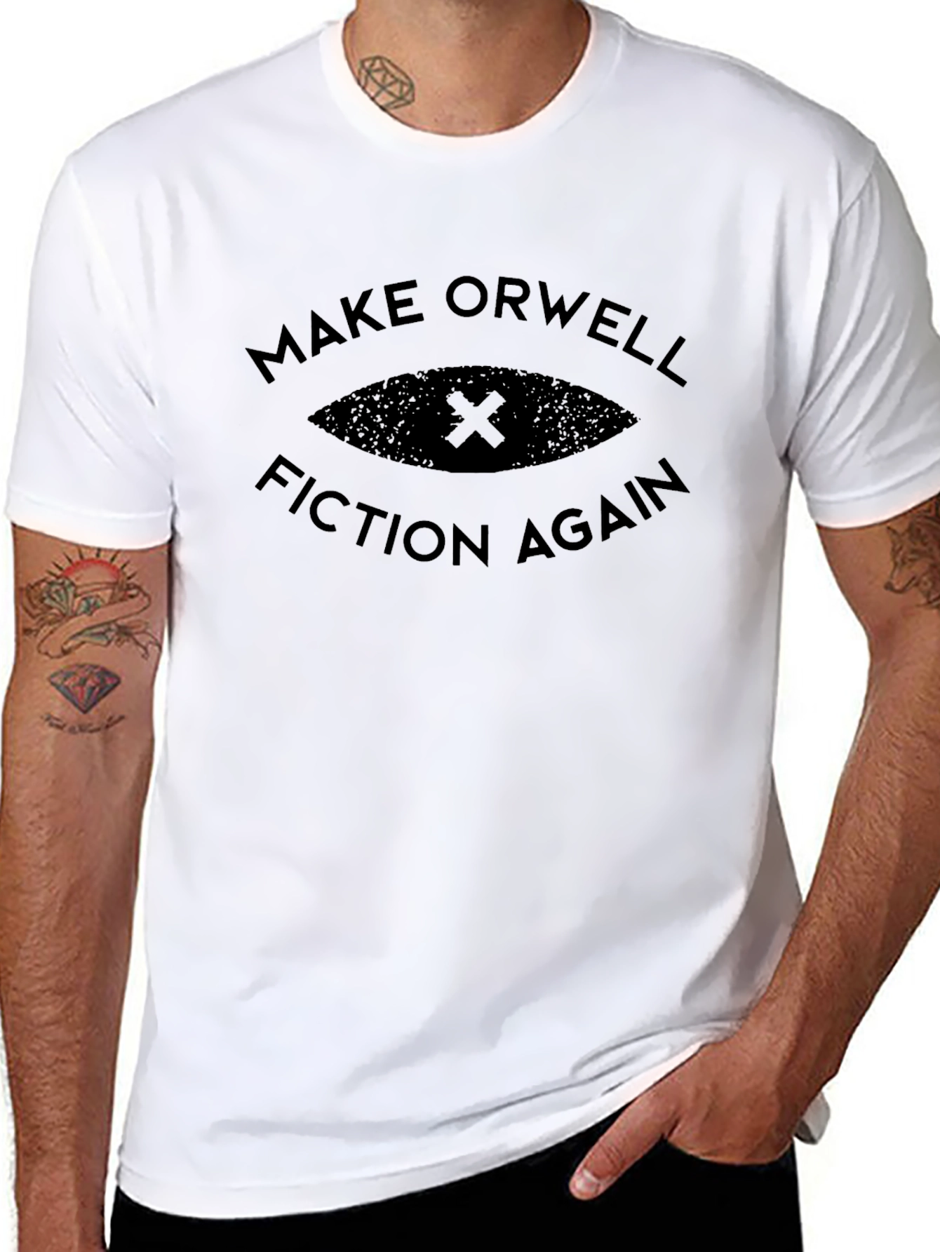 Black Make Orwell Fiction Again Graphic Tee view 8