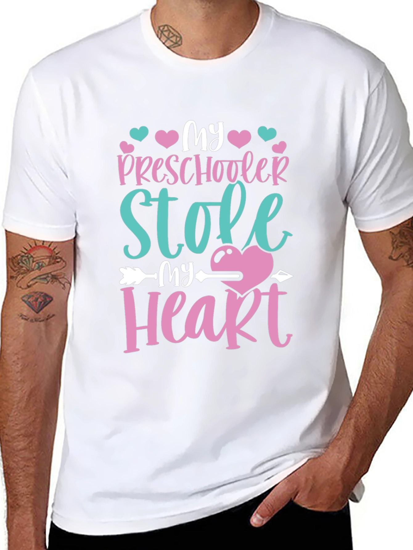 Black My Preschooler Stole My Heart T-Shirt view 8