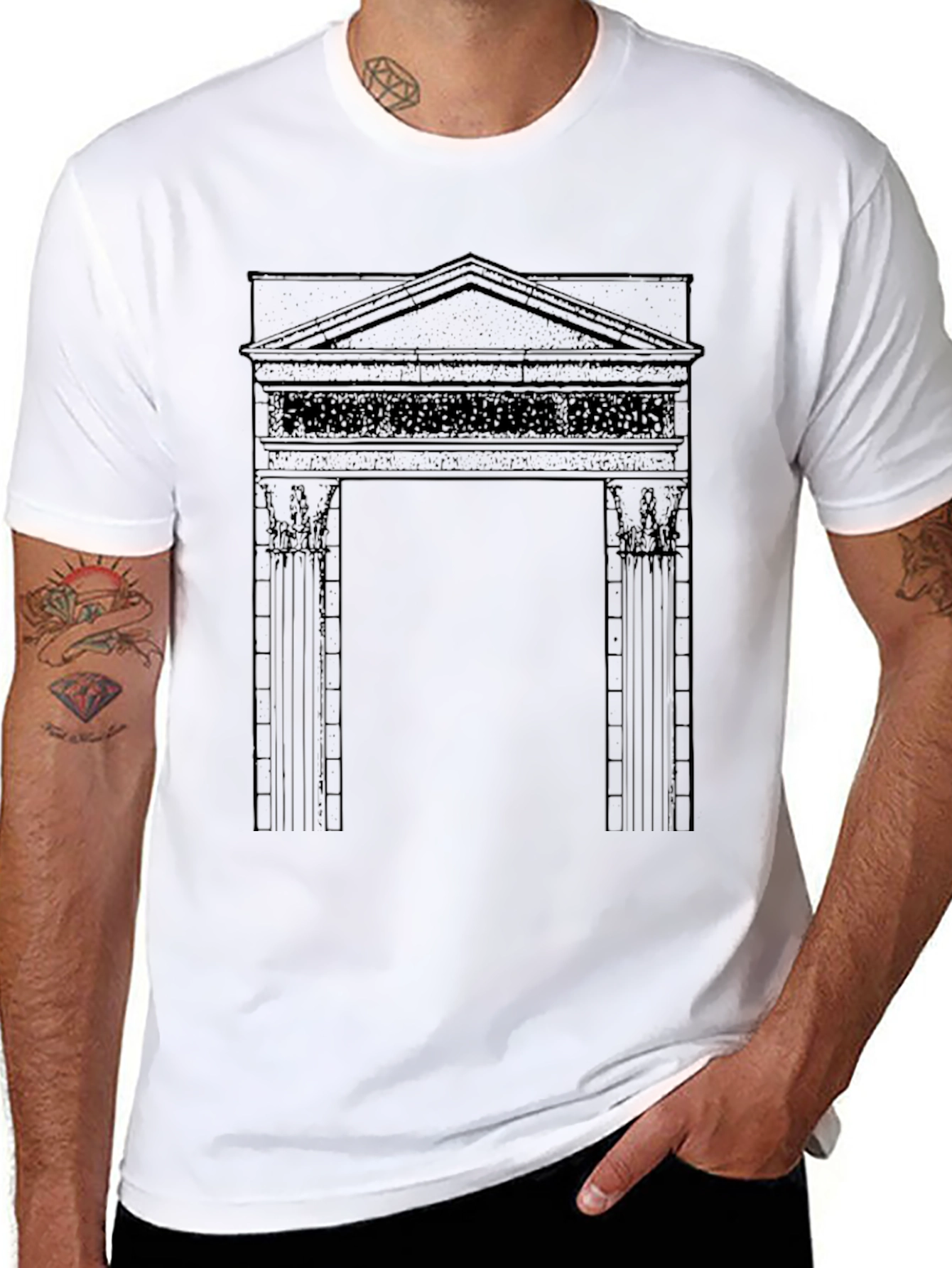 Black Architectural Archway Graphic Tee - Classic Black T-Shirt view 8