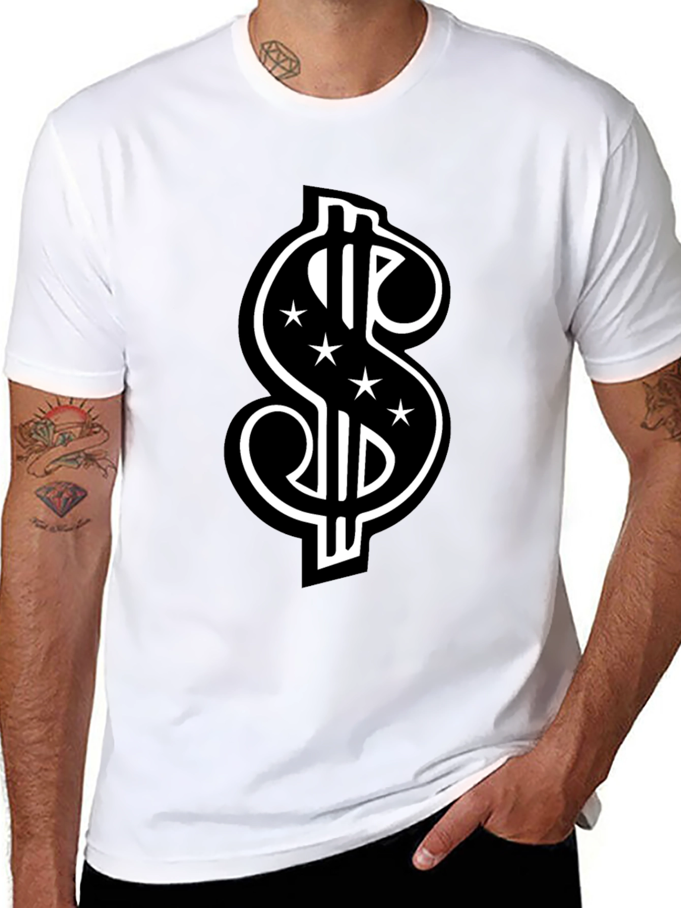 Black Dollar Sign Graphic Tee view 8