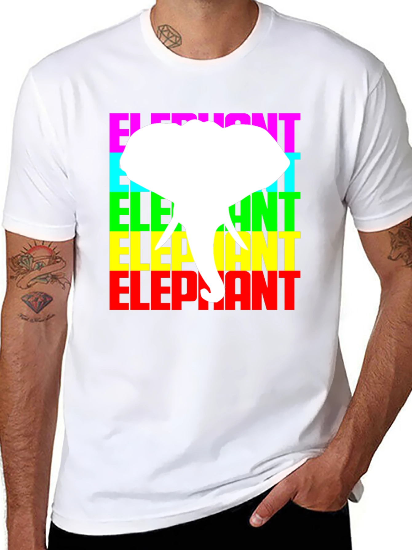 Black Elephant Graphic Tee - Colorful Design view 8