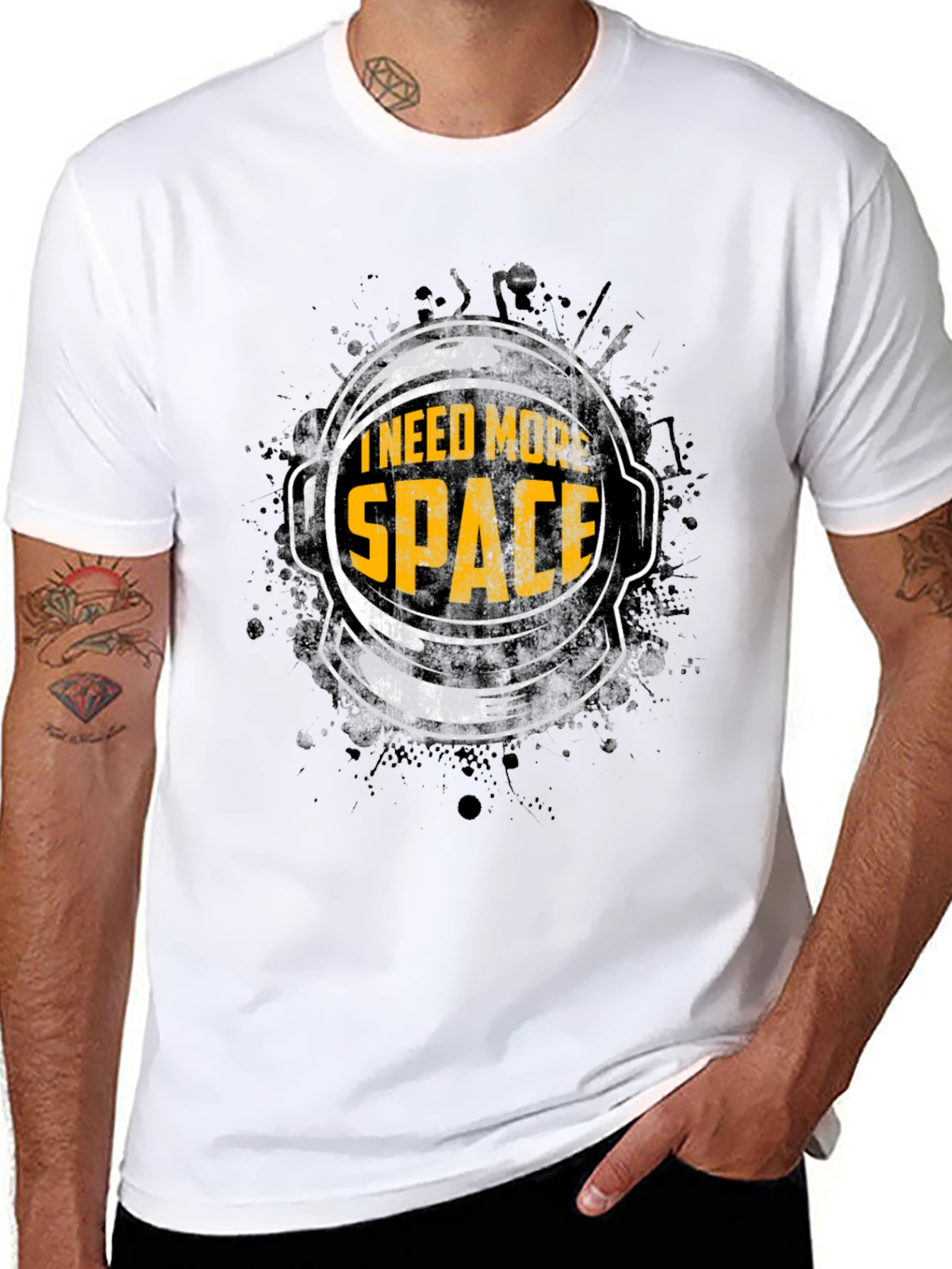Black I Need More Space Graphic T-Shirt - Astronaut Humor Tee view 8