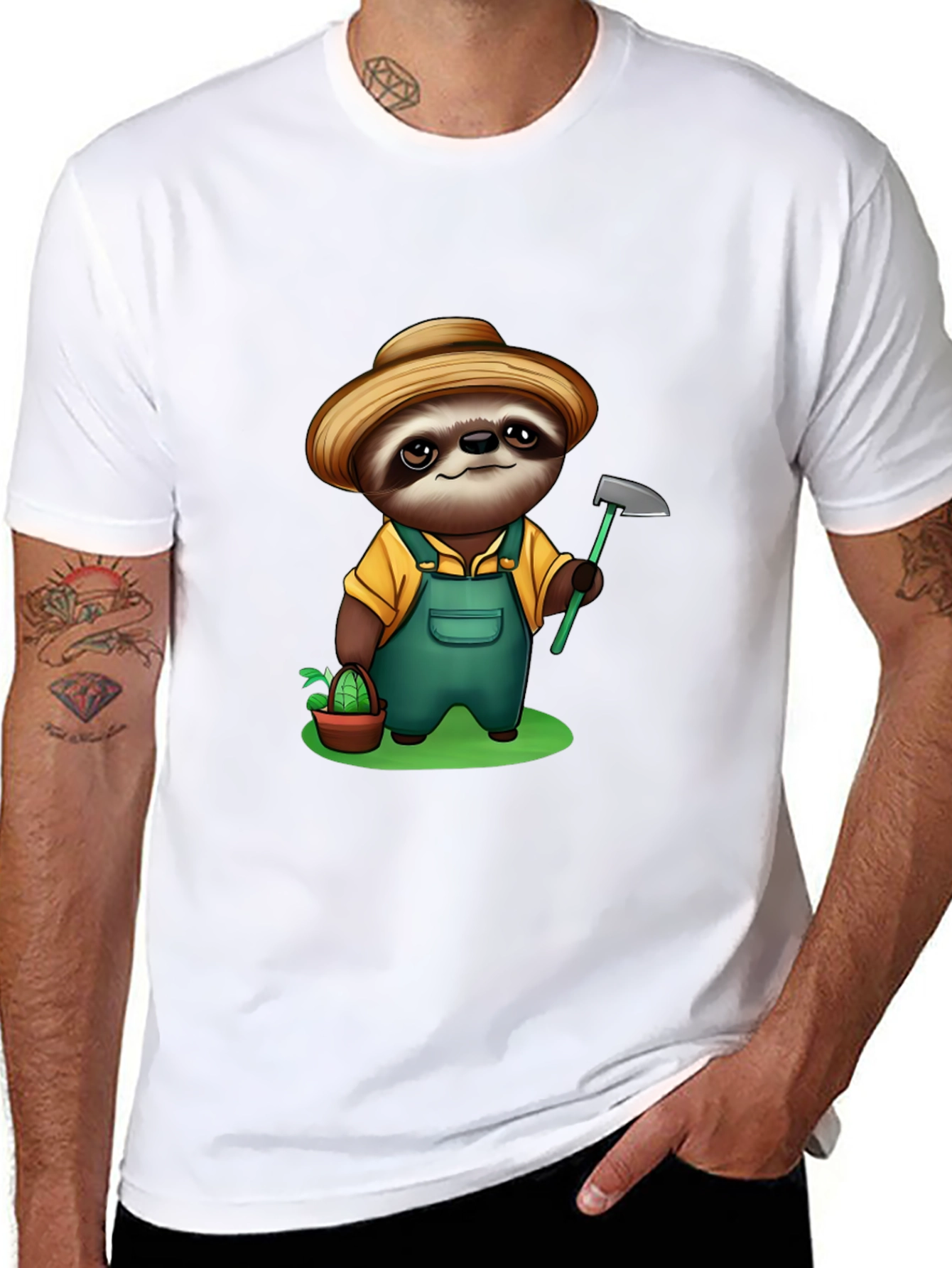Sloth Farmer Graphic Tee - Cute Cartoon Design - 8
