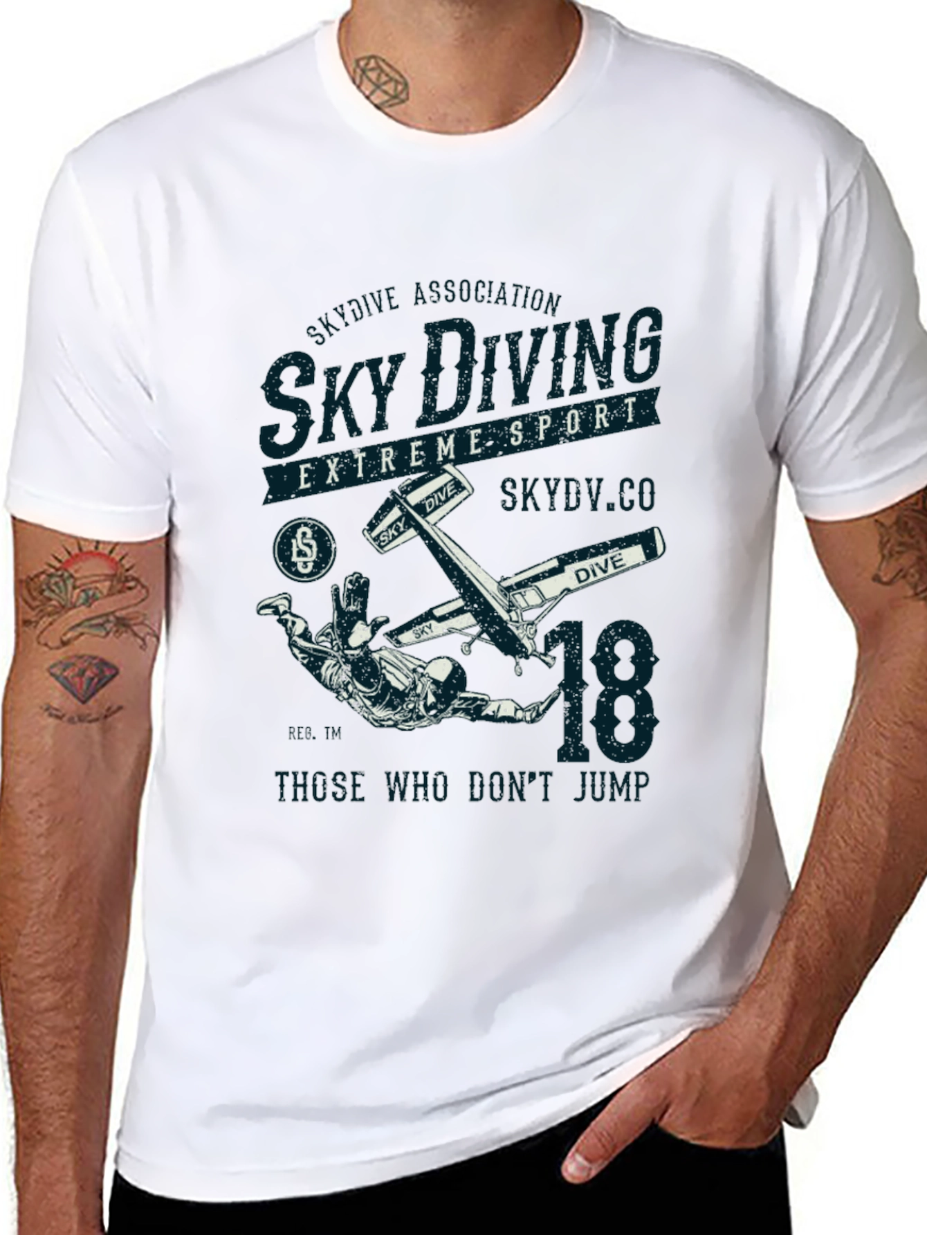 Black Sky Diving Extreme Sport Black Graphic T-Shirt view 8
