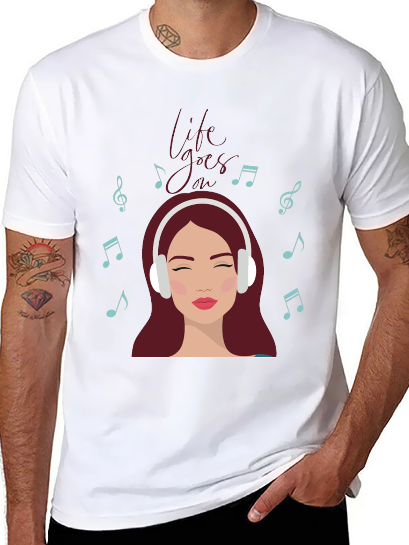 Black Life Goes On Music Lover Graphic T-Shirt view 8