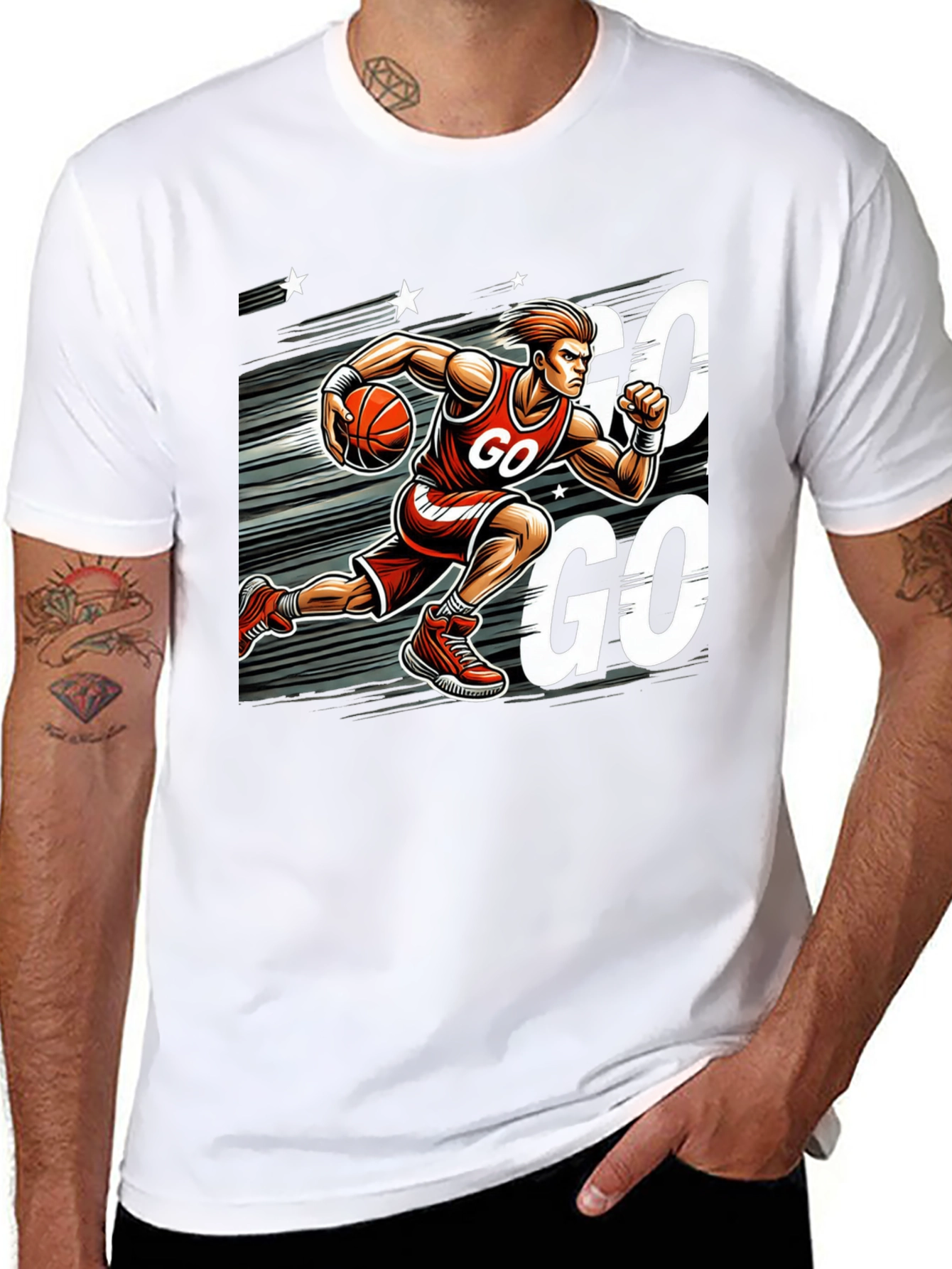 Black Basketball Go T-Shirt view 8