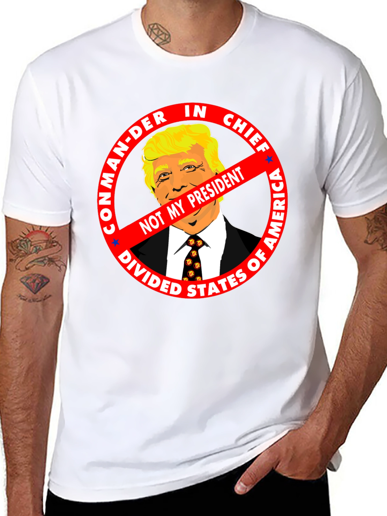 Black Not My President Anti-Trump Graphic Tee view 8