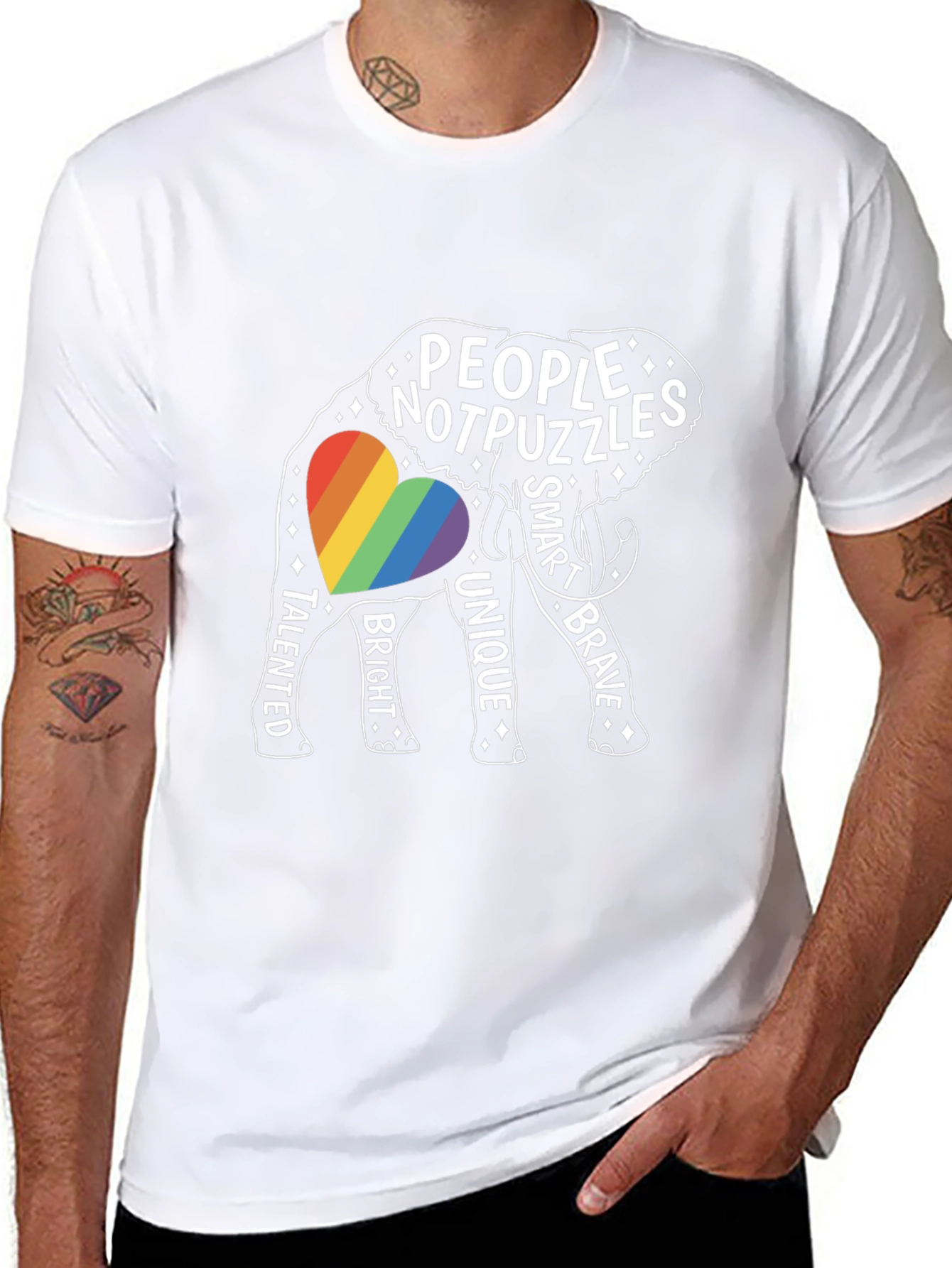 Black People Not Puzzles Elephant LGBTQ+ Pride Tee view 8