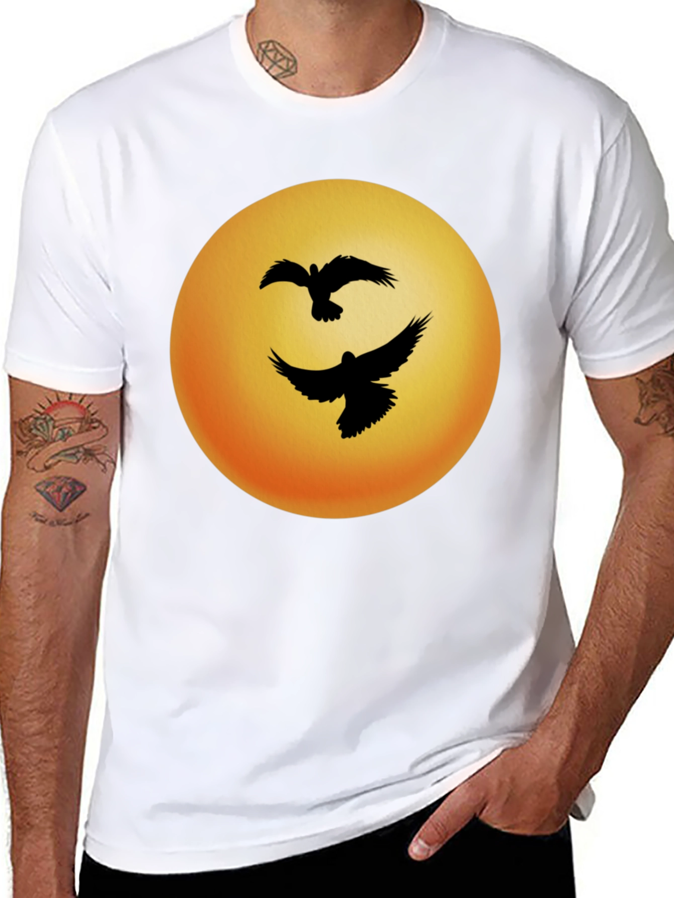 Black Birds Sunset Graphic Tee - Black Cotton Blend view 8