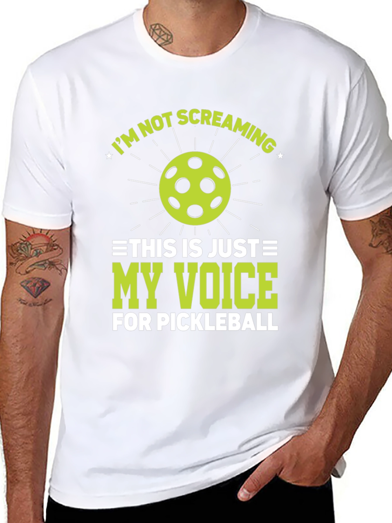 Black Pickleball Screaming Voice T-Shirt view 8