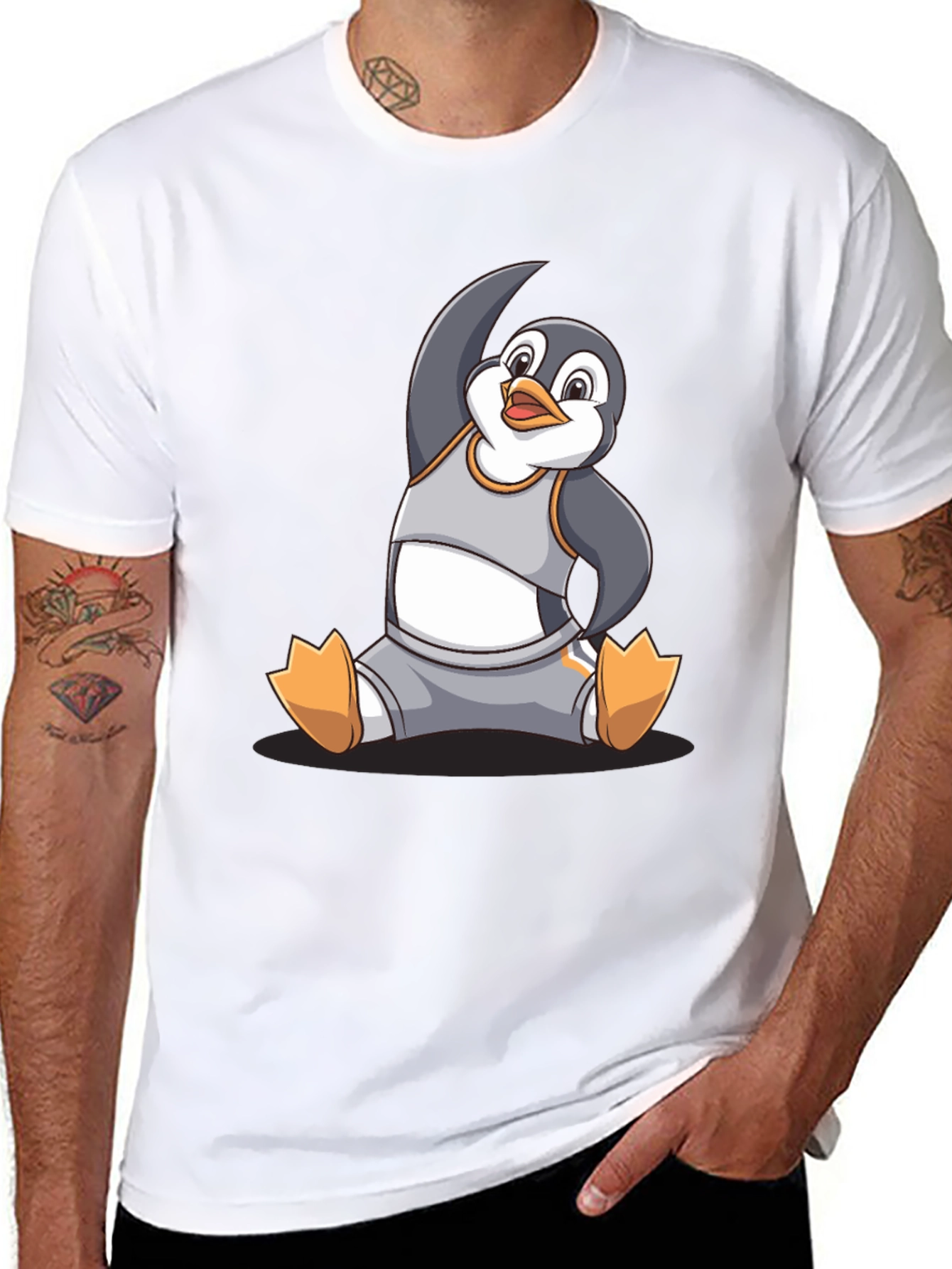 Black Yoga Penguin Graphic T-Shirt - Comfy Cotton Blend view 8