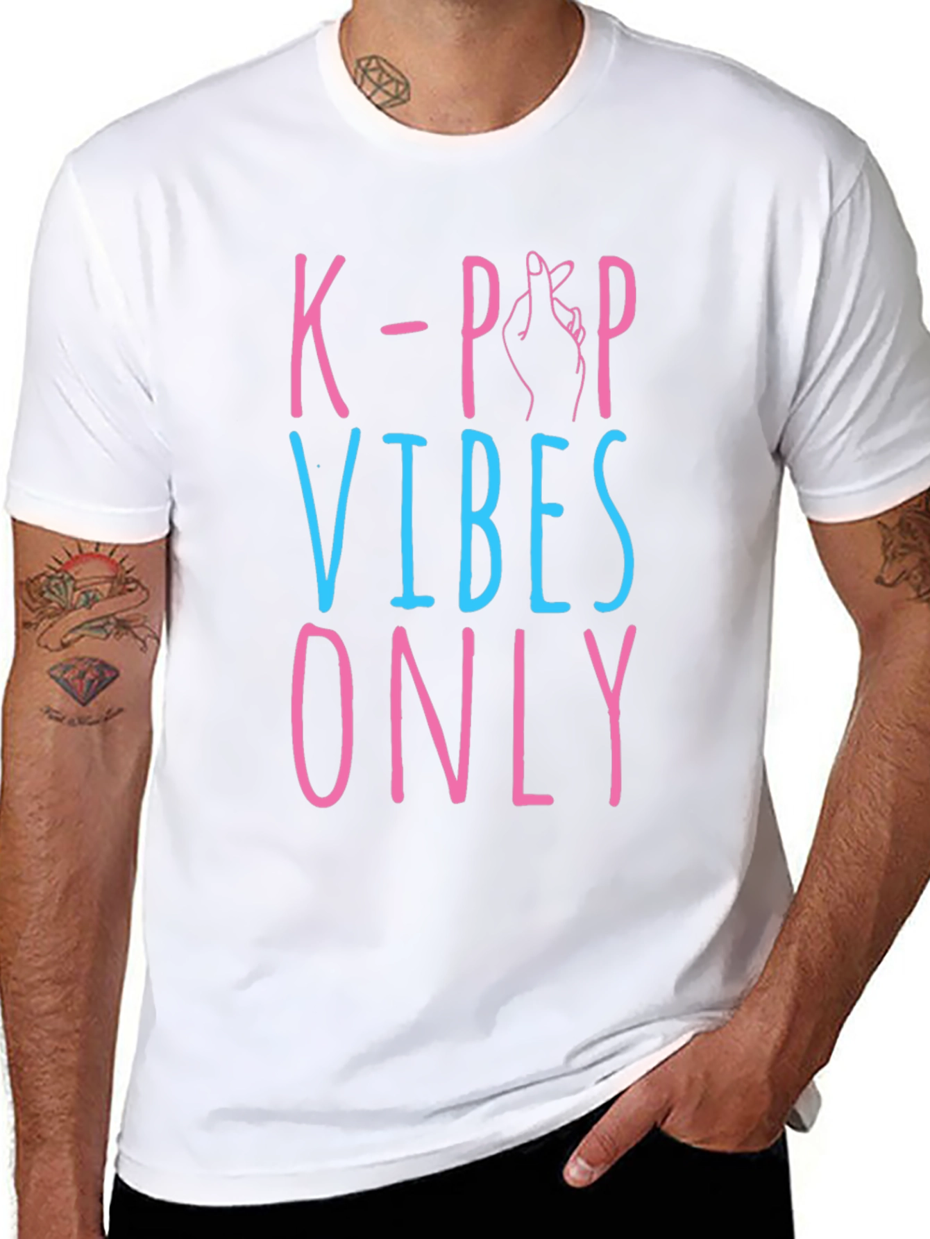 Black K-Pop Vibes Only Graphic Tee - Unisex view 8