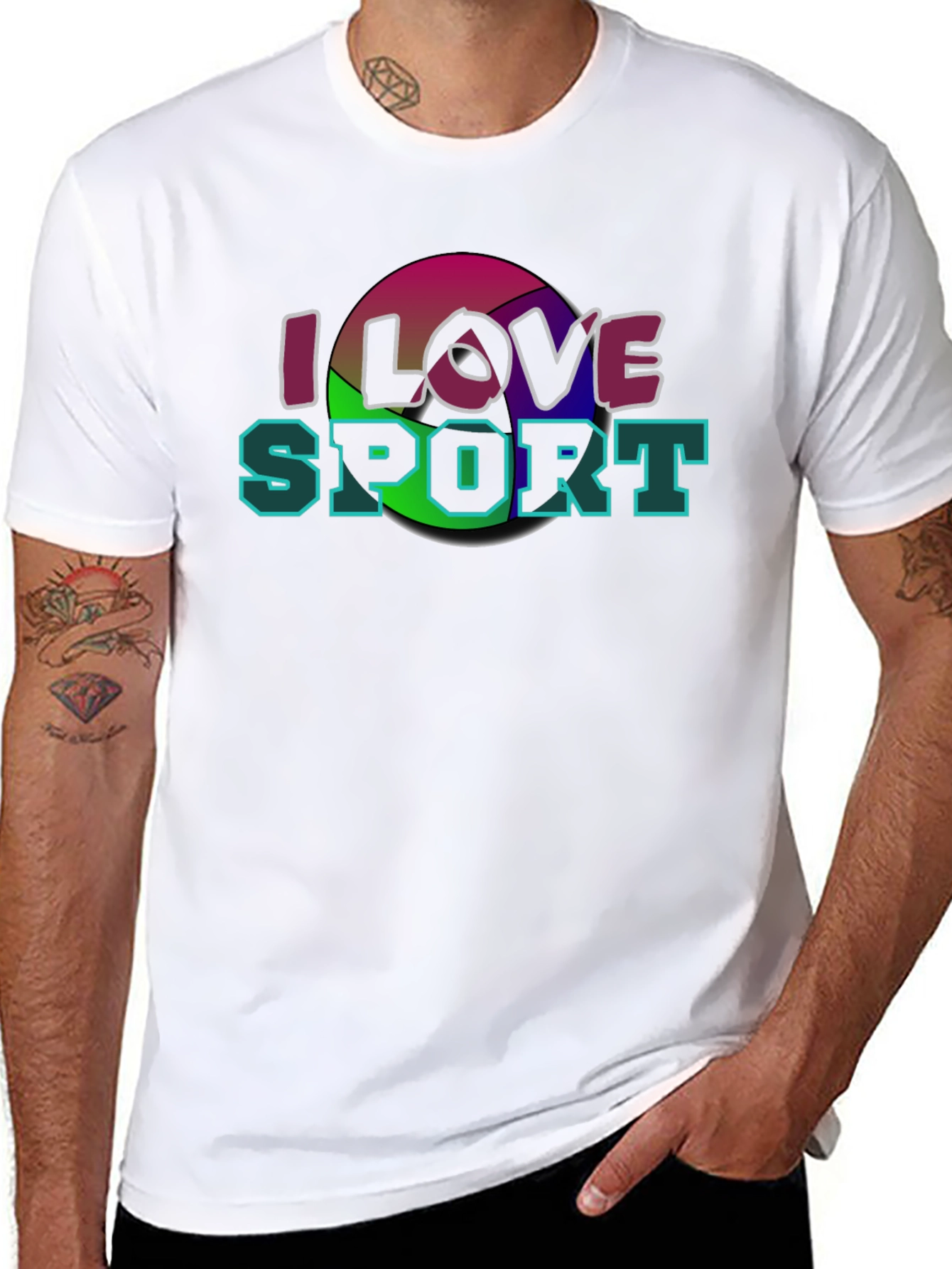 Black I Love Sport T-Shirt - Graphic Tee view 8