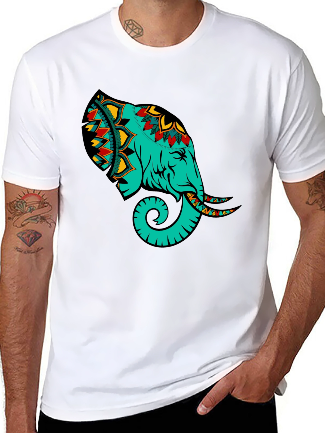 Black Elephant Graphic Black T-Shirt view 8