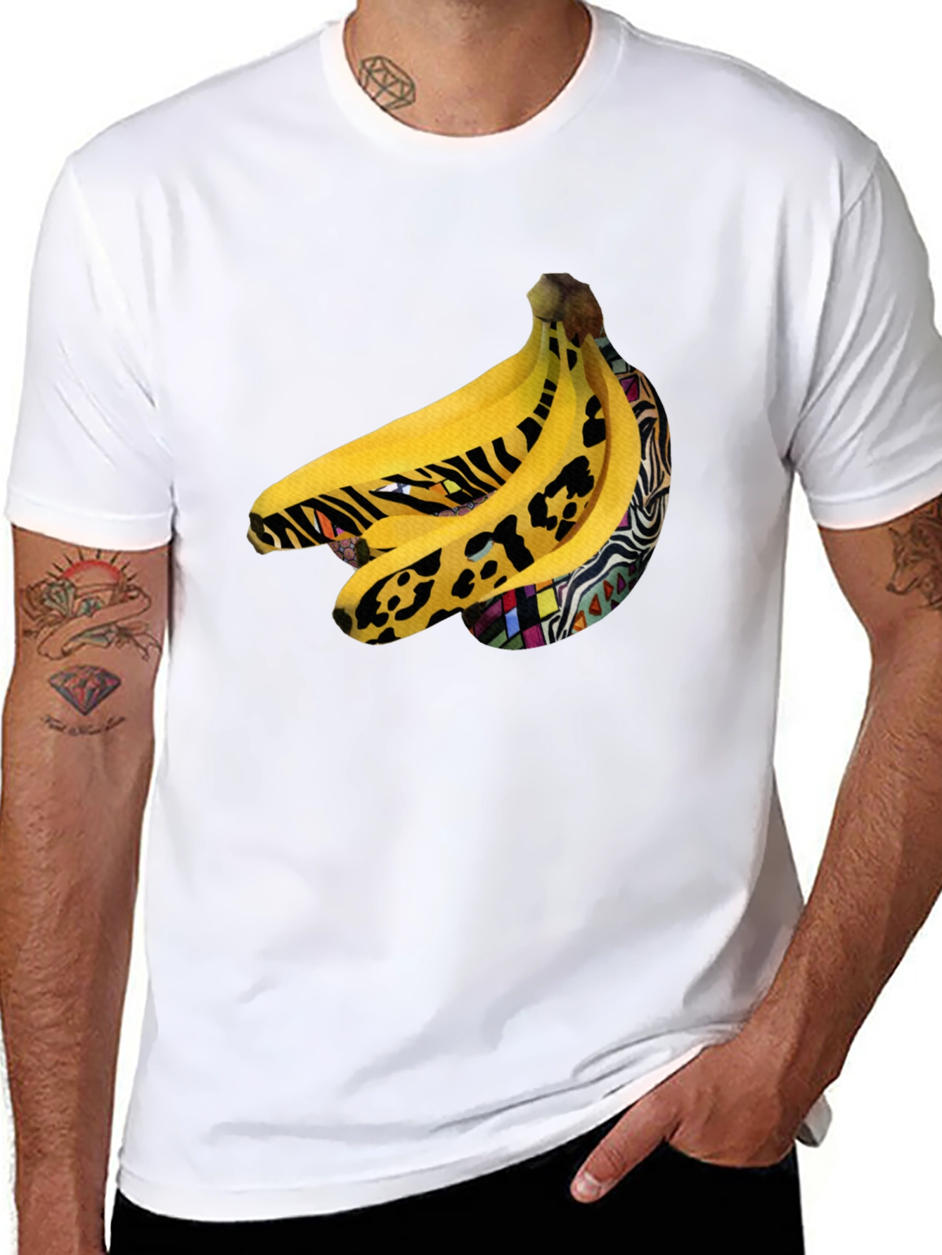 Black Funky Banana Print Black T-Shirt view 8