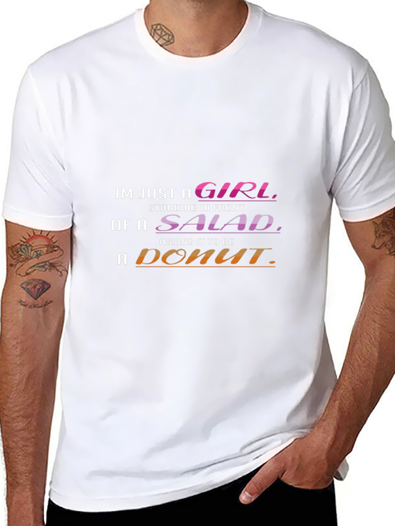 Black Funny Girl Salad Donut T-Shirt view 8