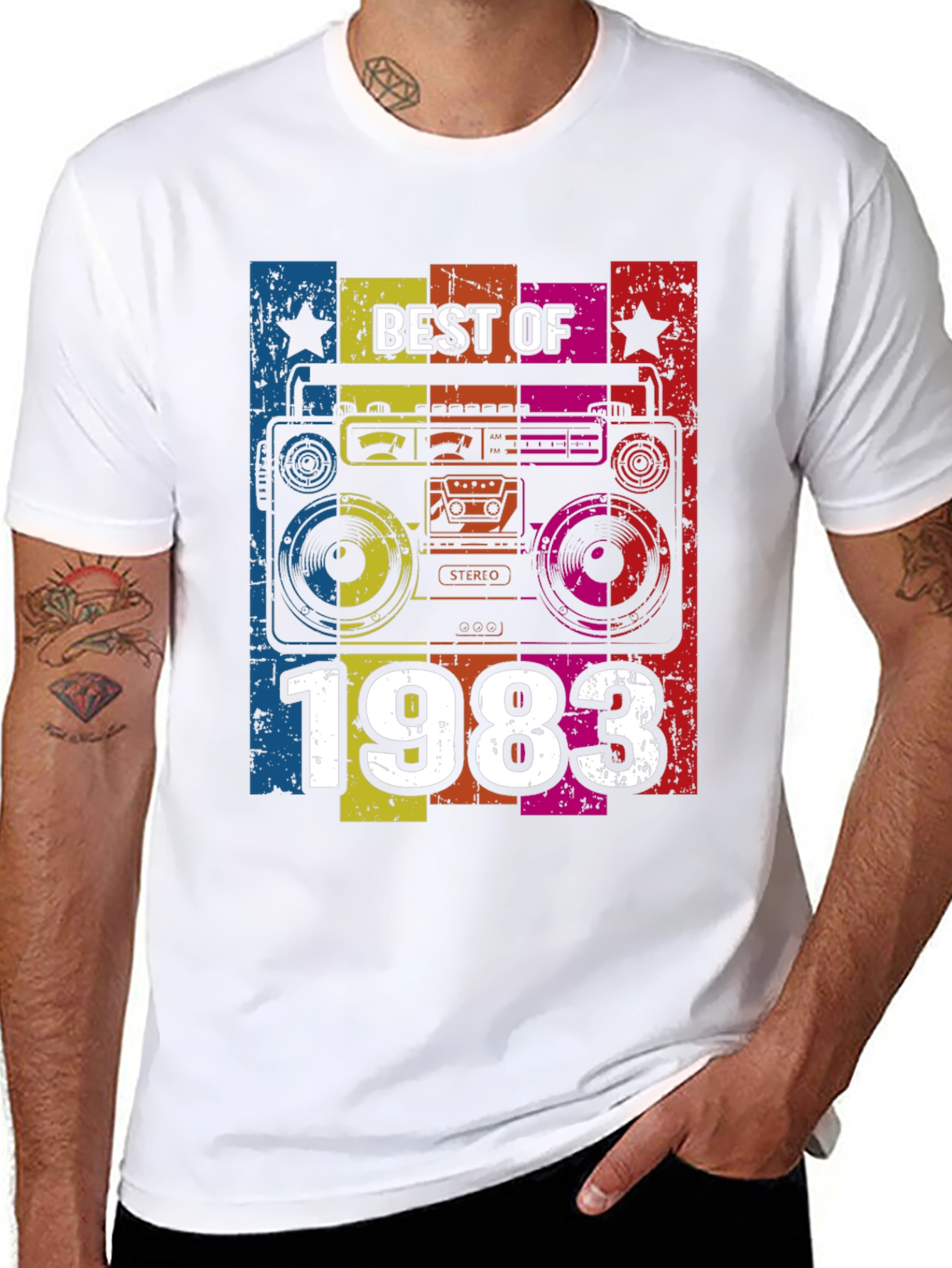 Black Best of 1983 Boombox Graphic T-Shirt view 8