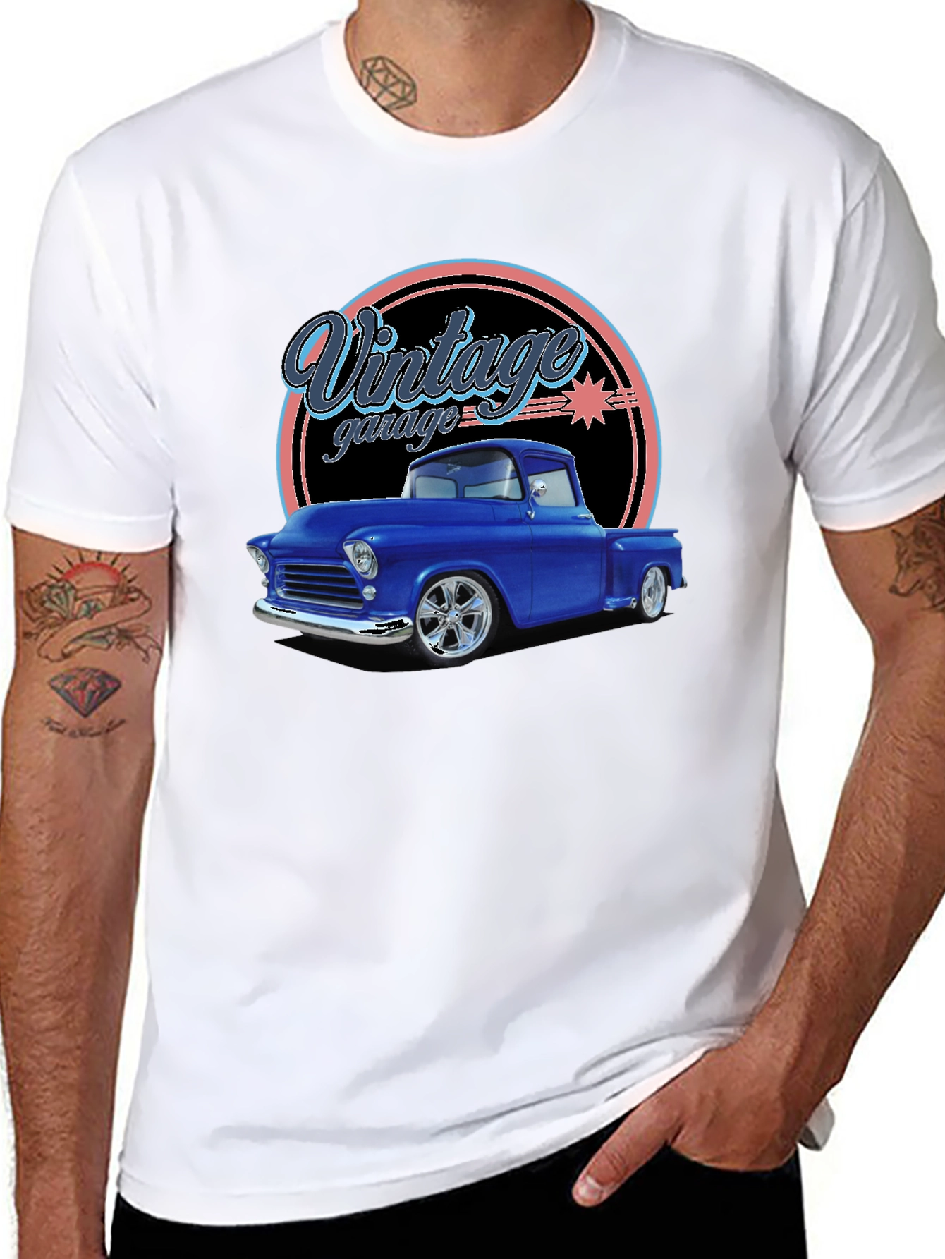 Black Vintage Garage Classic Truck T-Shirt view 8