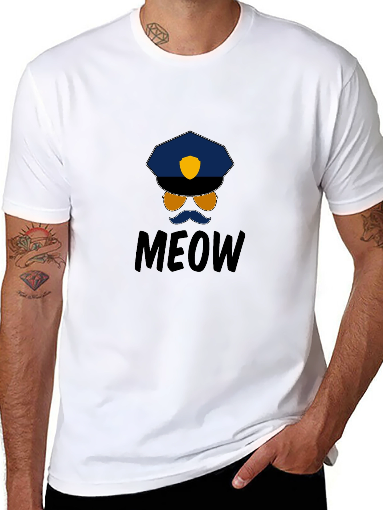 Meow Cop T-Shirt: Humorous Graphic Tee - 8