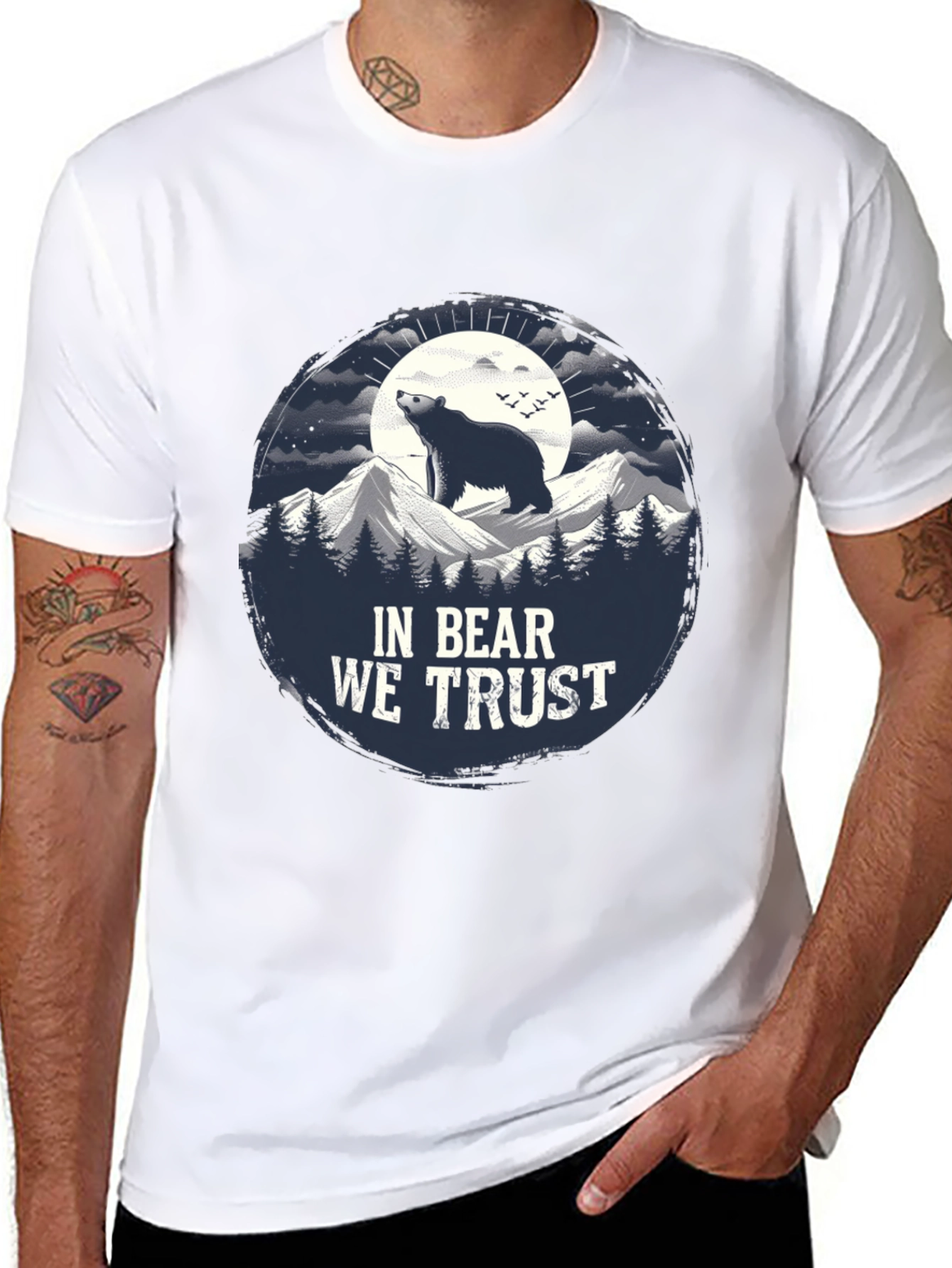 Black In Bear We Trust Graphic Tee - Black Cotton T-Shirt view 8