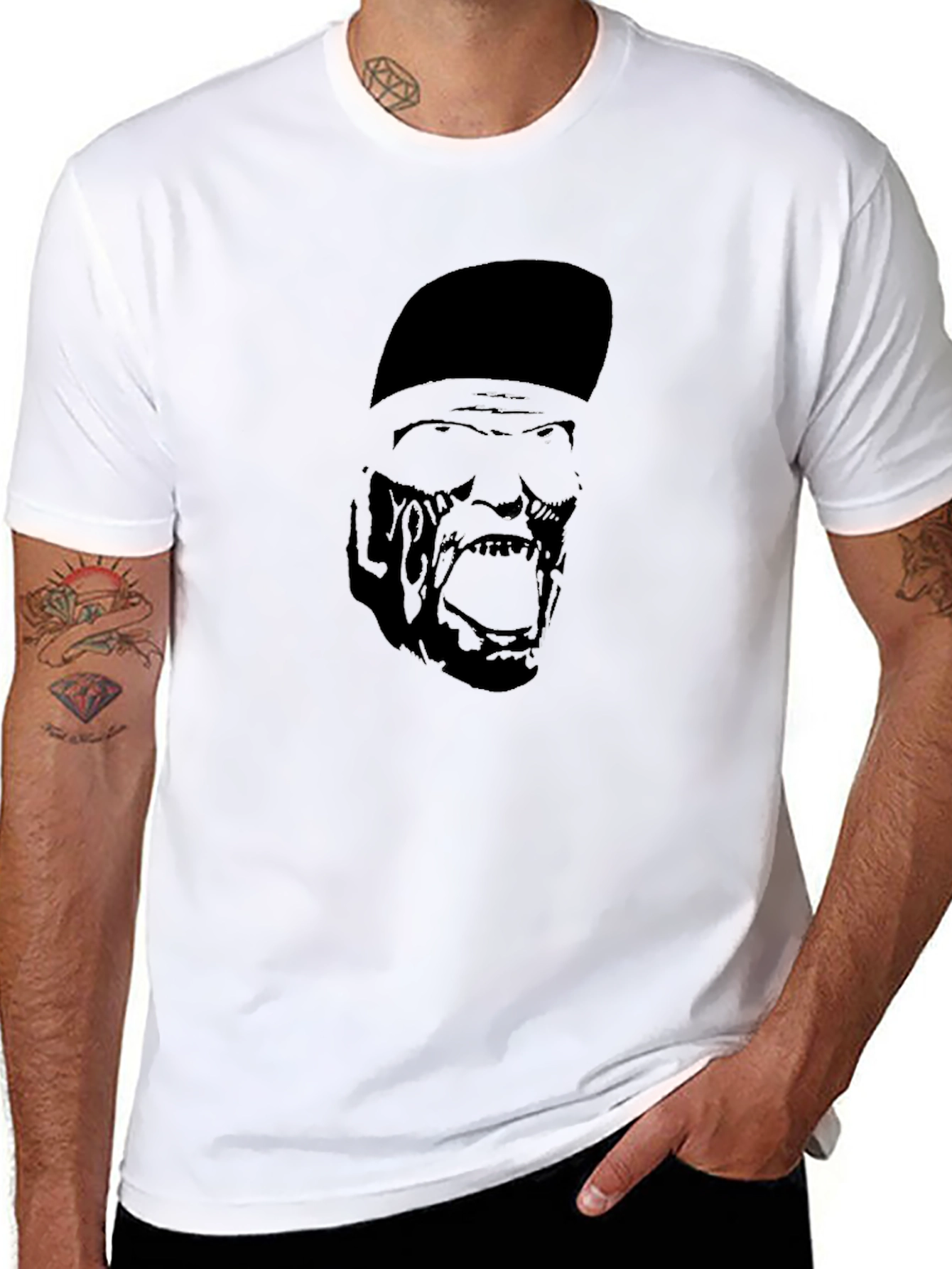 Black Graphic Print Black T-Shirt - Men's Fashion view 8