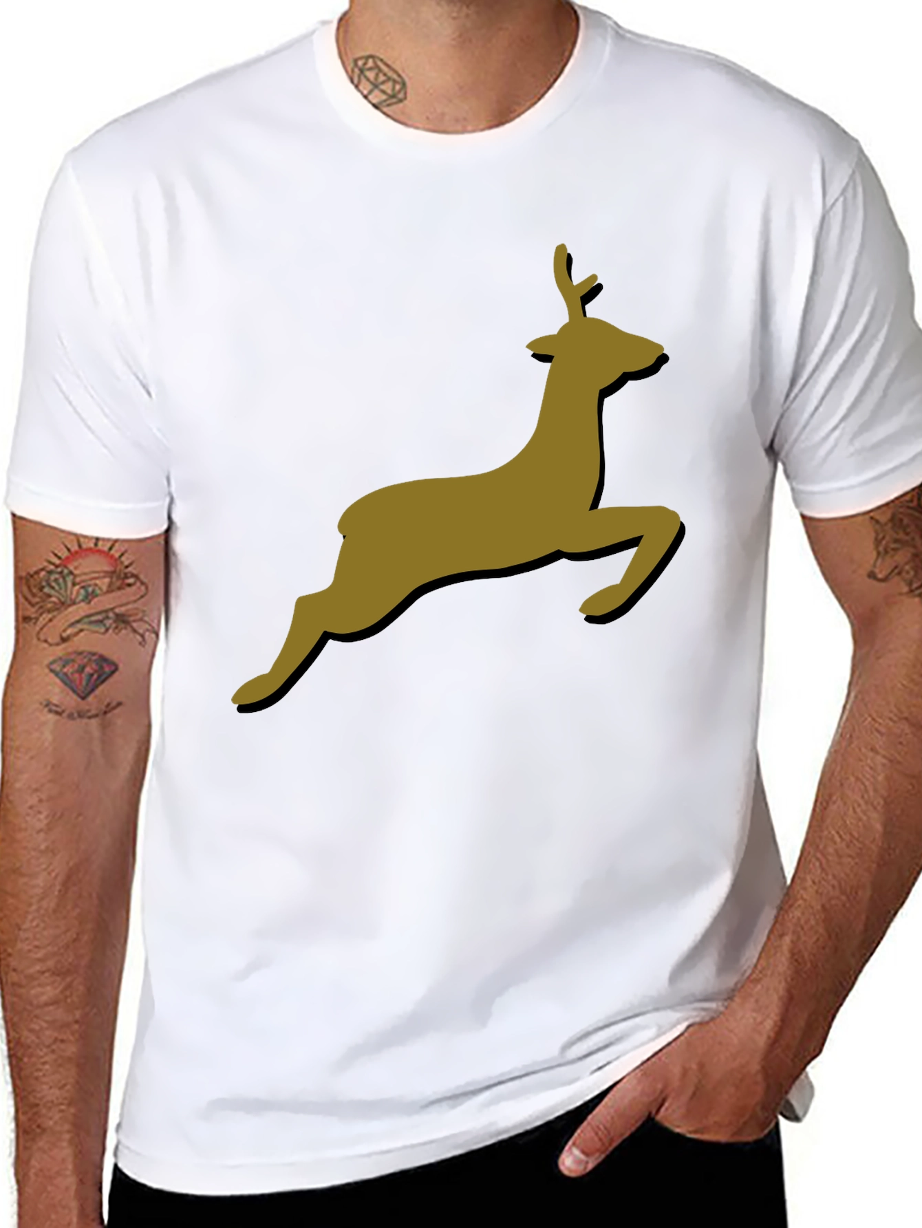 Black Leaping Deer Graphic T-Shirt - Stylish Black Tee view 8