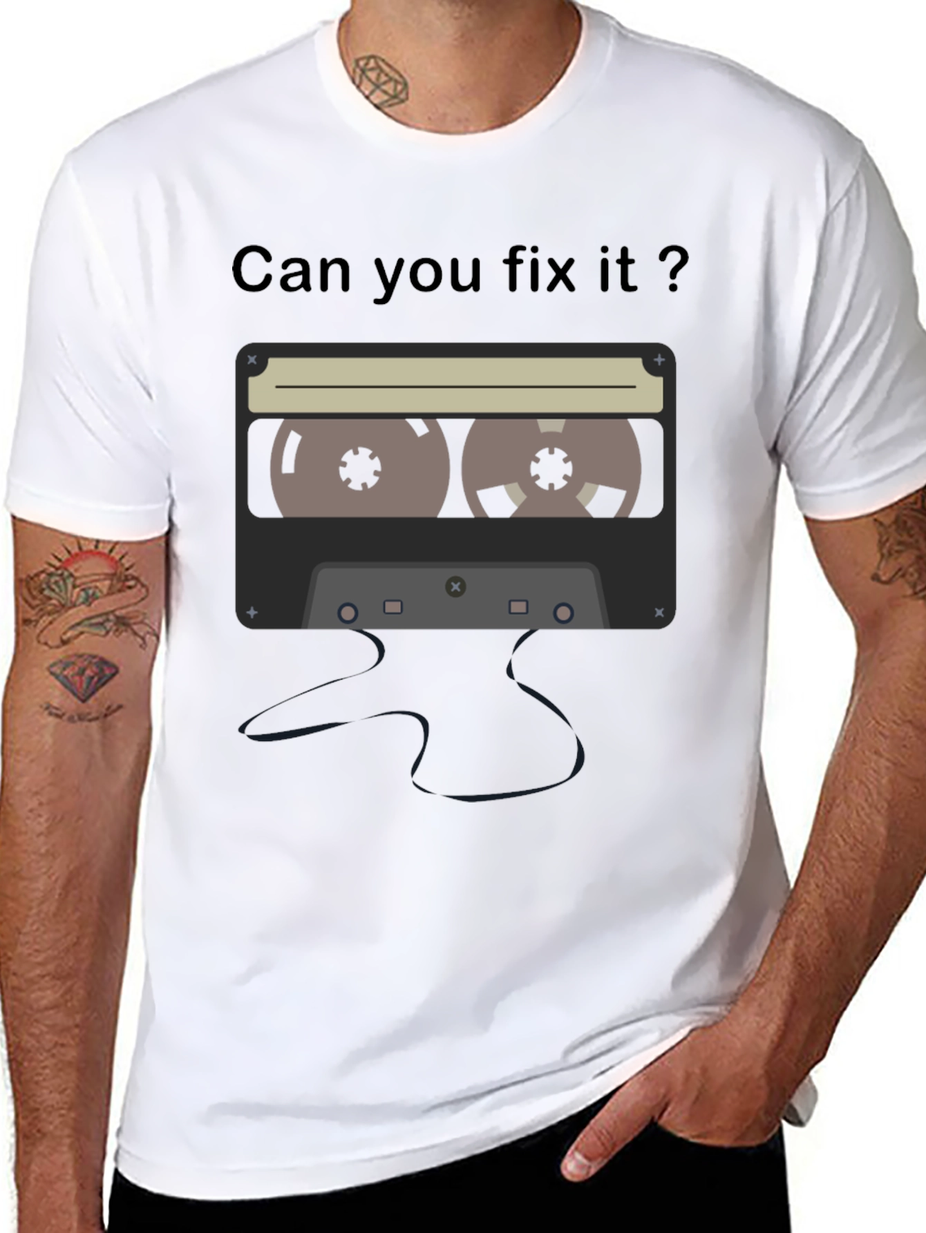 Black Retro Cassette Tape Graphic T-Shirt view 8