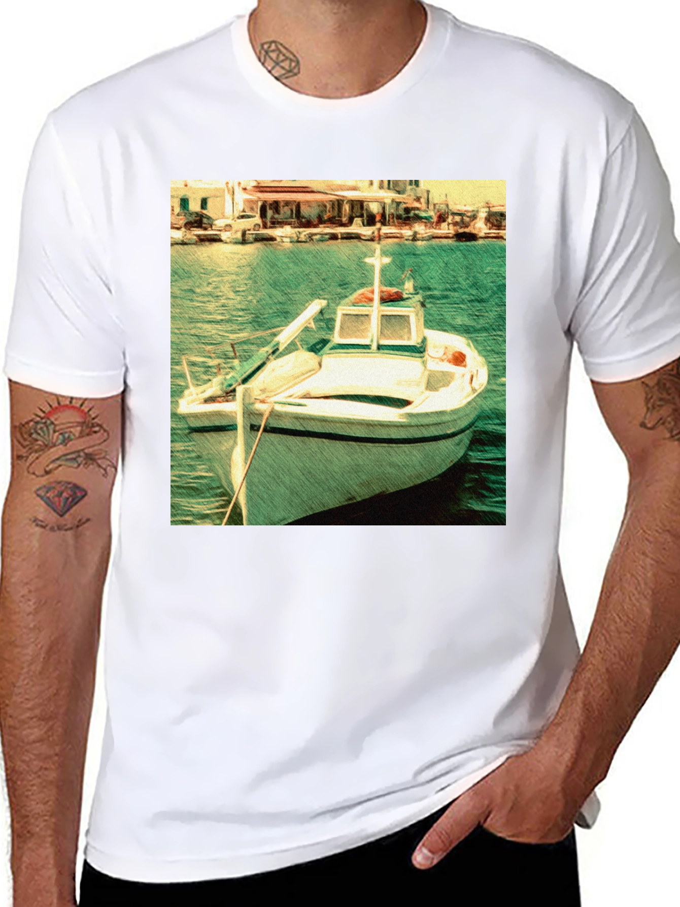 Black Boat Graphic Black T-Shirt view 8