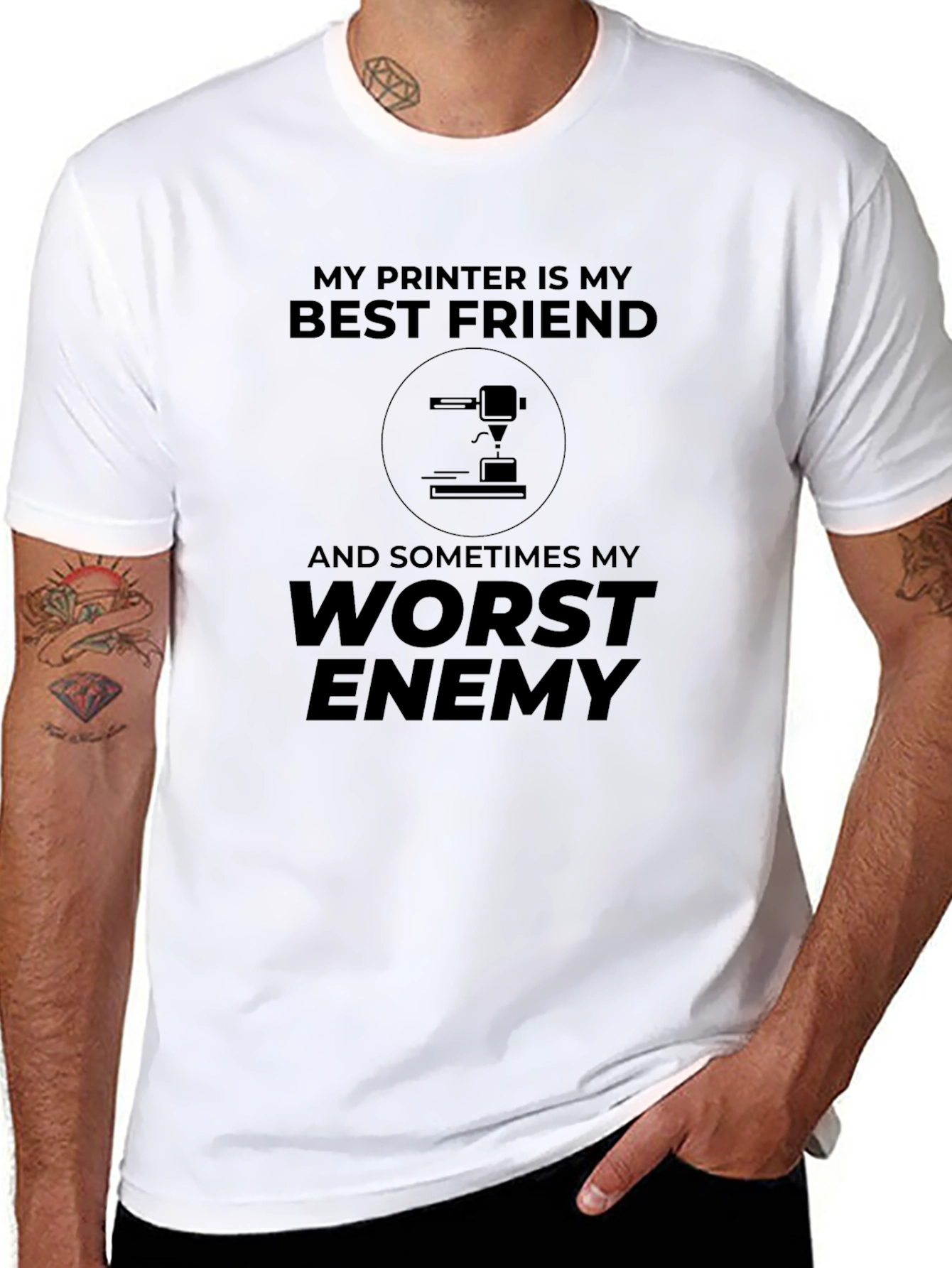Black My Printer is My Best Friend T-Shirt - Funny 3D Printing Tee view 8