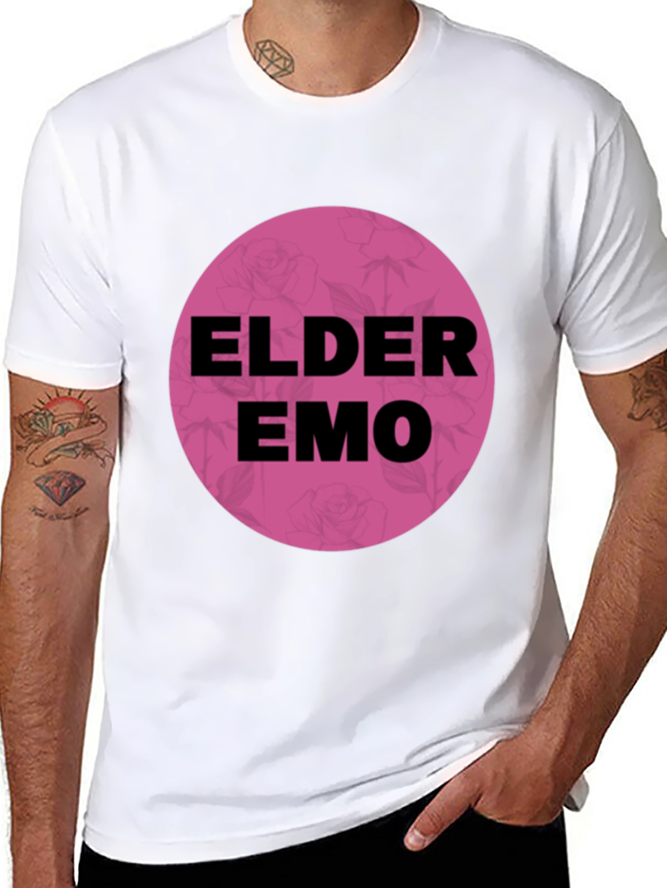 Black Elder Emo T-Shirt - Black Cotton Blend Graphic Tee view 8