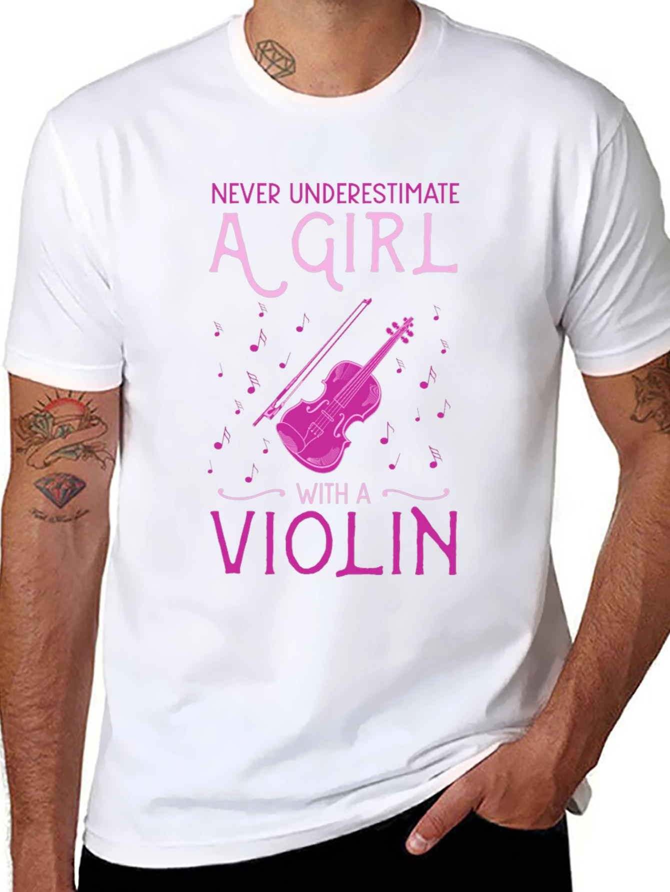 Black Never Underestimate A Girl With A Violin T-Shirt view 8