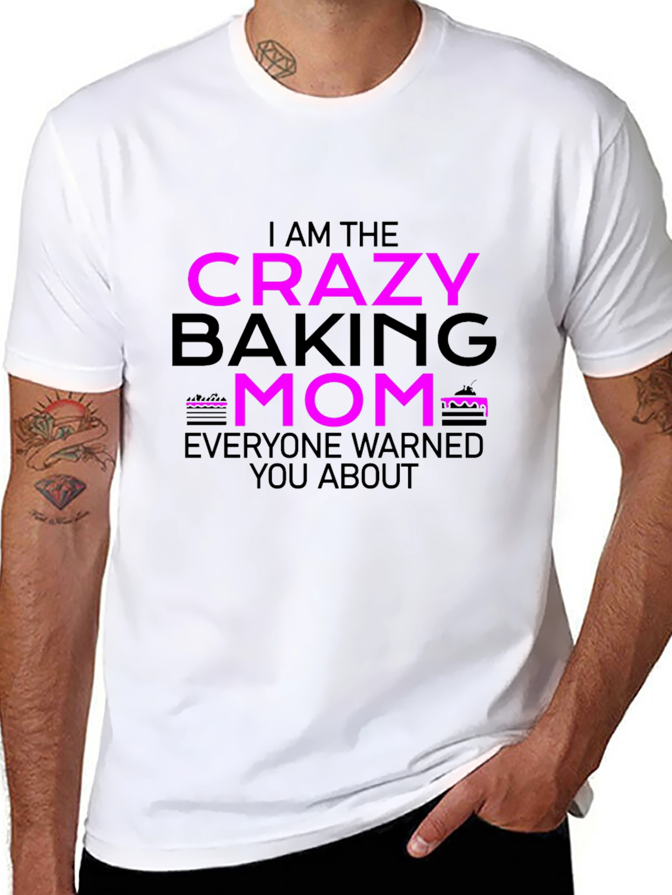 Black Crazy Baking Mom Graphic T-Shirt view 8