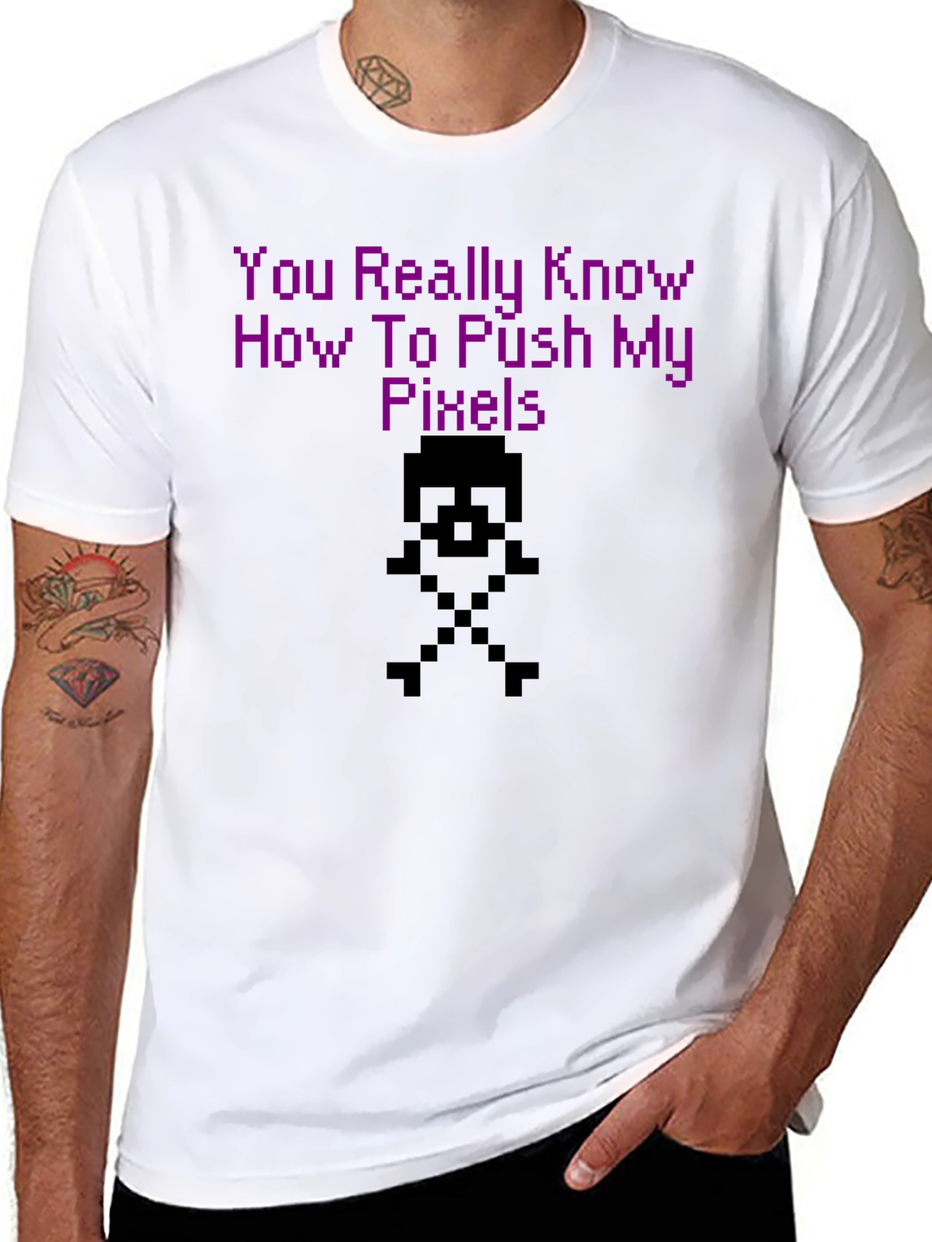 Black Pixel Push T-Shirt - Gamer Style view 8