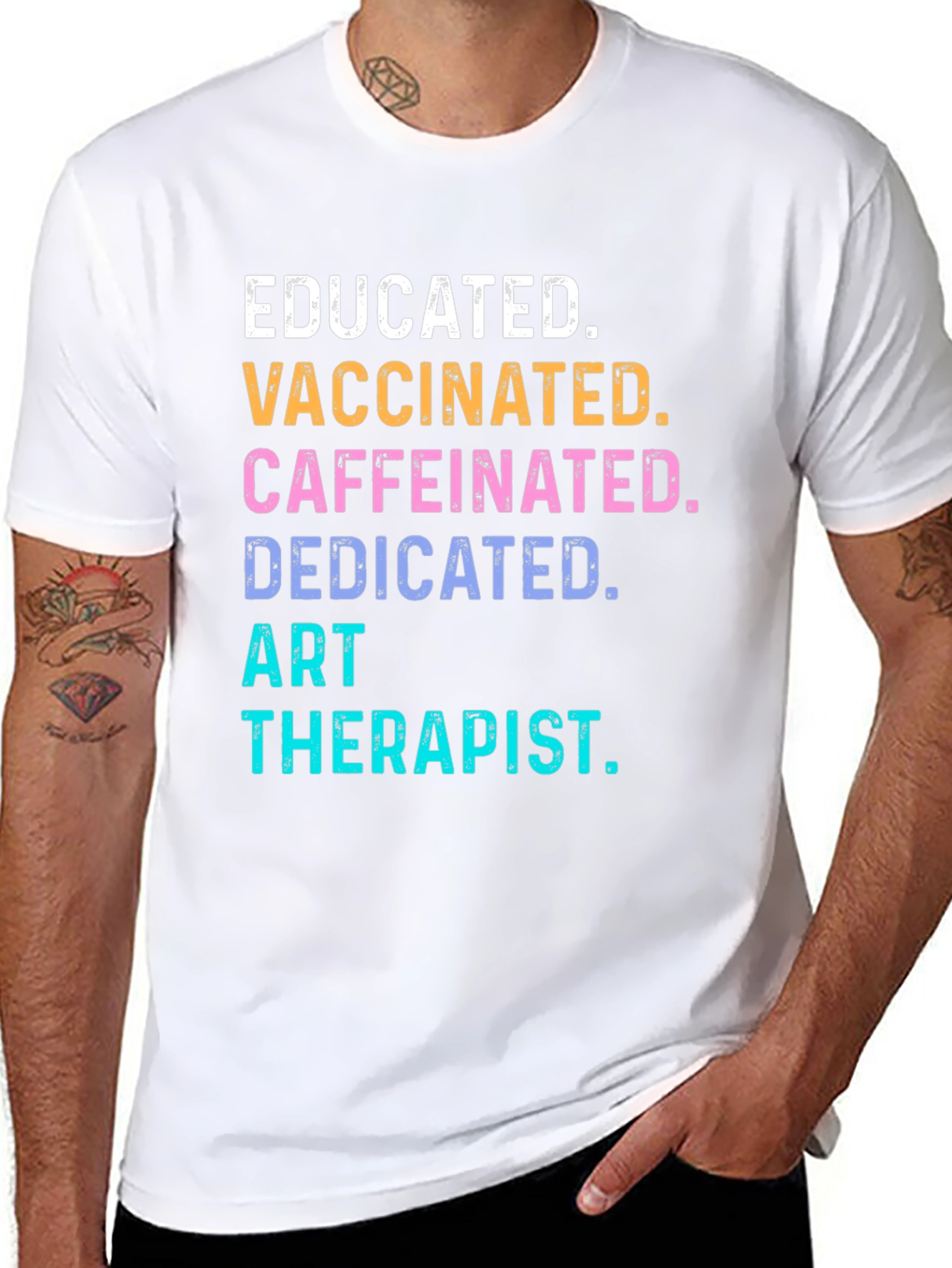 Black Educated Vaccinated Art Therapist Novelty T-Shirt view 8